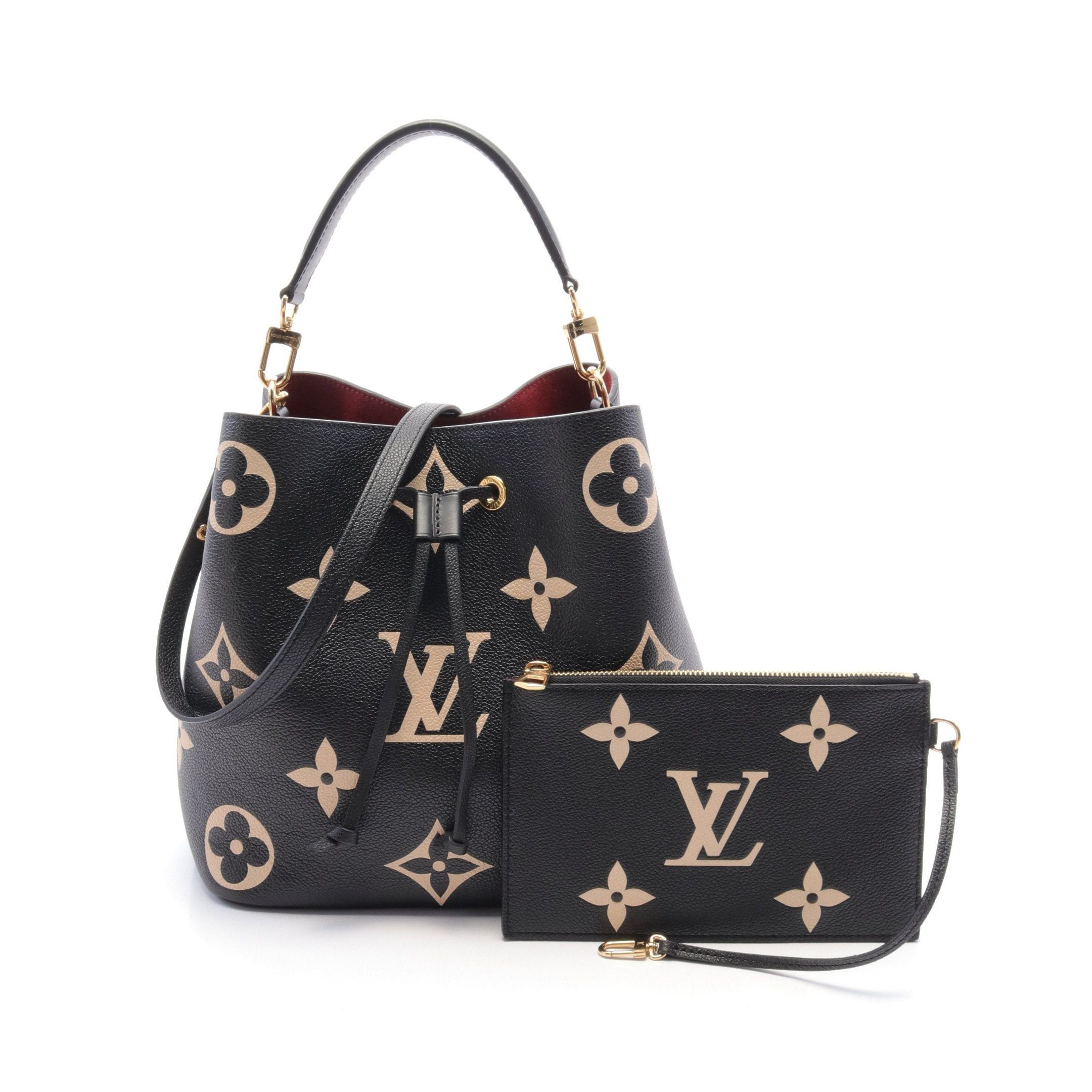 Louis Vuitton Neo Noe Mm Bicolor Monogram Empreinte Shoulder Bag Leather Black Beige