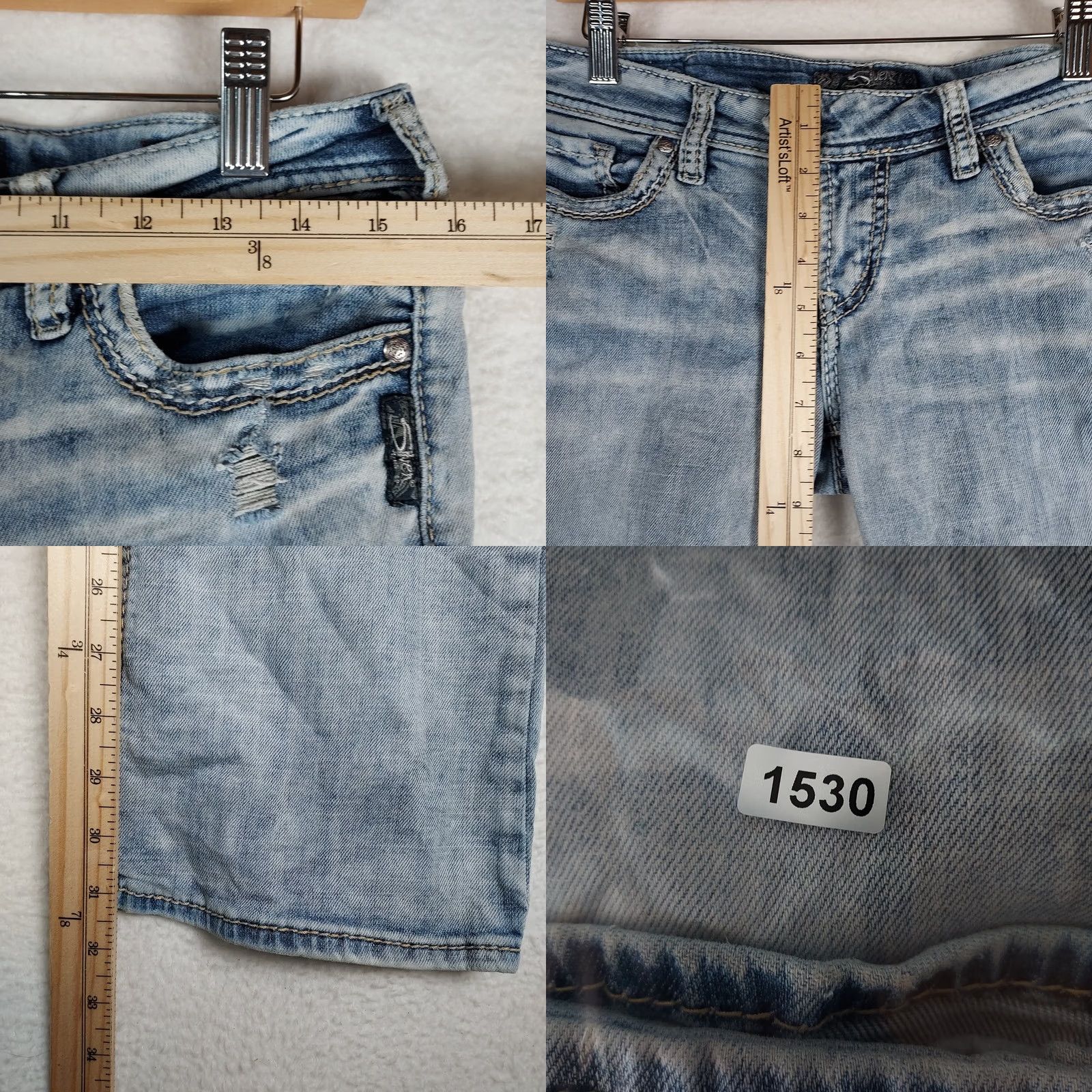 Silver Jeans Co. Silver Jeans Co Women’s Tuesday Low Boot Stretch Denim Jeans Light Wash 29 Blue Bootscut Regular Pocket 5-Pocket Zippered Jeans Mens? Womens Size 29" - 9 Thumbnail