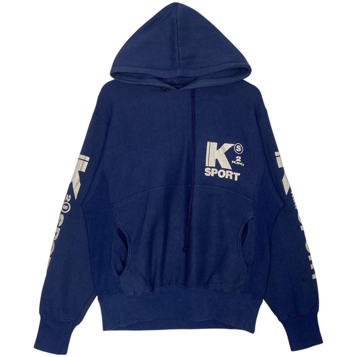 Vintage Vintage Kiki Sports Hoodie Printed Pullover NavyBlue Size L Size US L / EU 52-54 / 3 - 1 Thumbnail