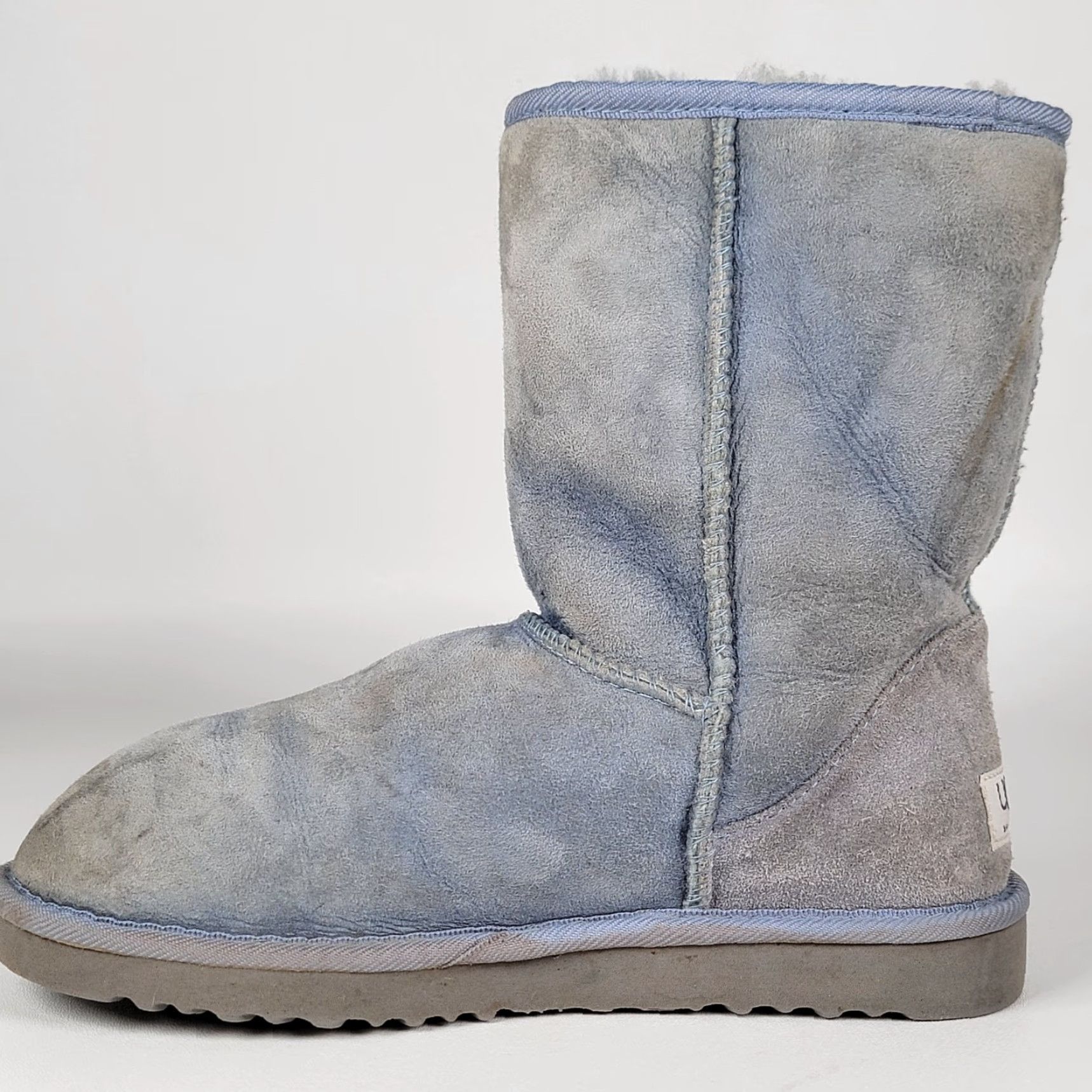 Ugg UGG Classic Short Boots Womens Size 7 Suede Light Blue Shearling Wool Lined Winter Casual Size 28" / US 6 / IT 42 - 4 Thumbnail