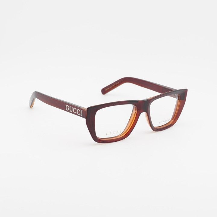 Gucci Gucci GG1724O 002 Eyeglasses Dark Havana 52mm Square Frame Size ONE SIZE - 4 Thumbnail