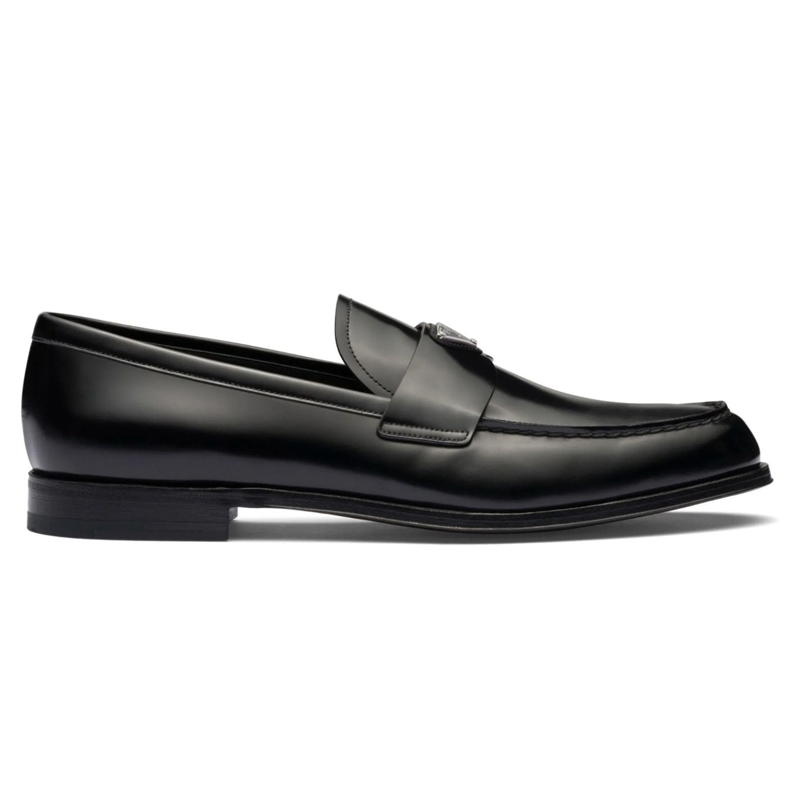 Prada Prada Black Brushed Leather Triangle Loafer US 13 Size US 13 / EU 46 - 3 Thumbnail