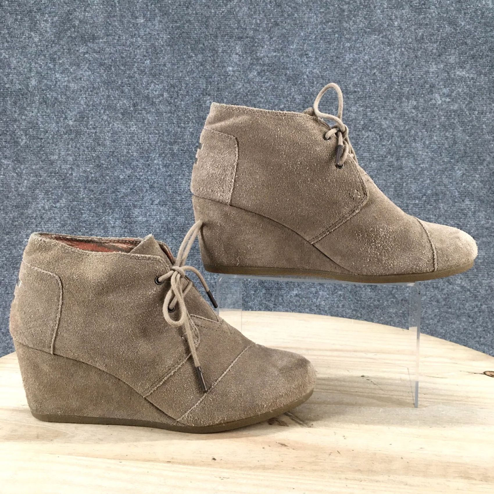 Toms Toms Ankle Booties Womens 10 Brown Kala Lace Up Wedge Heel Casual Leather Shoes 740817 Size US 10 / IT 40 - 2 Thumbnail
