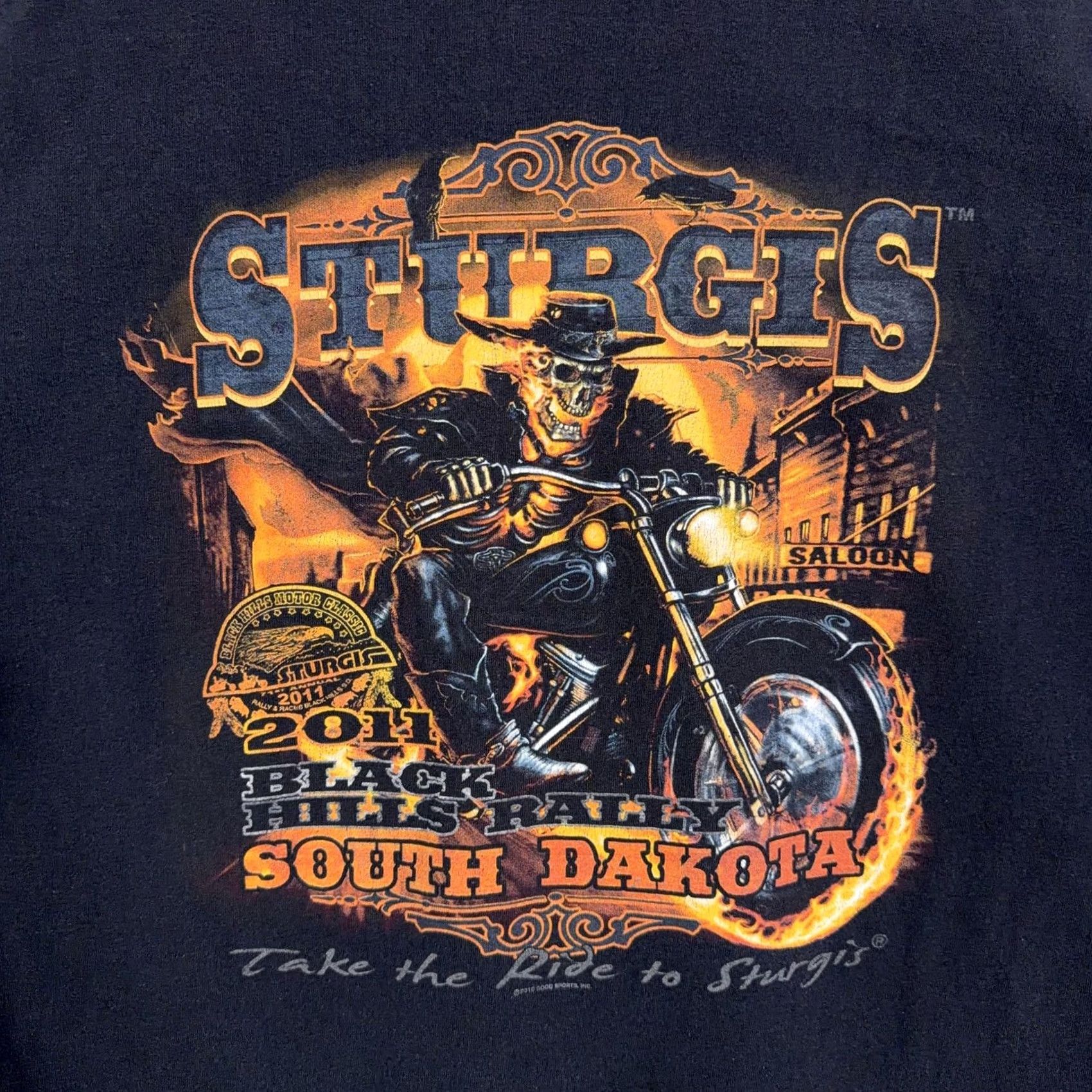 Vintage Hot Leathers Shirt Mens XL Black Sturgis 2011 Black Hills Rally Skull Biker Tee Size US XL / EU 56 / 4 - 6 Thumbnail