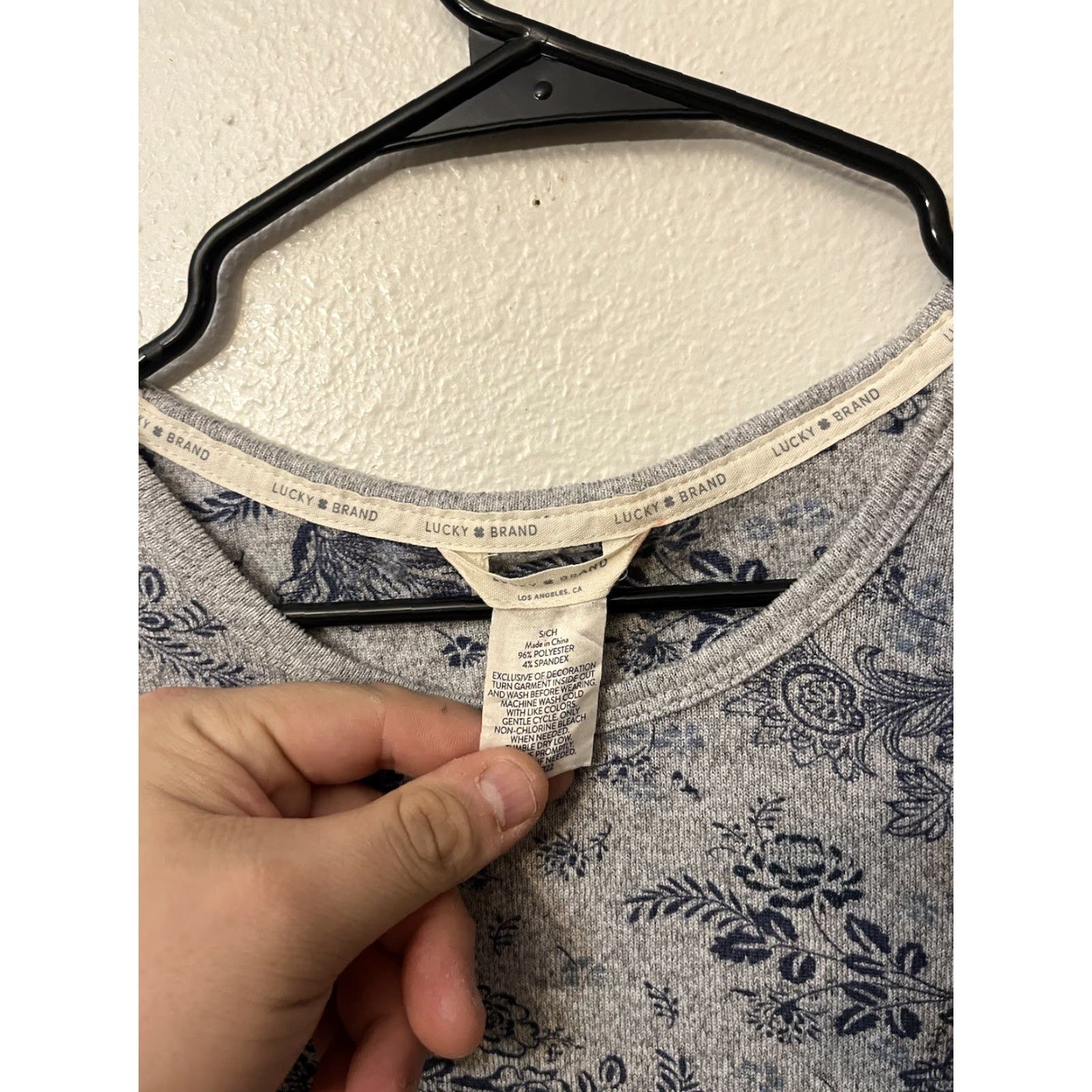 Lucky Brand VINTAGE Lucky Brand Sleep Shirt Women Short Sleeve Gray Floral Cotton Modal S/L Lounge Size S / US 4 / IT 40 - 2 Thumbnail