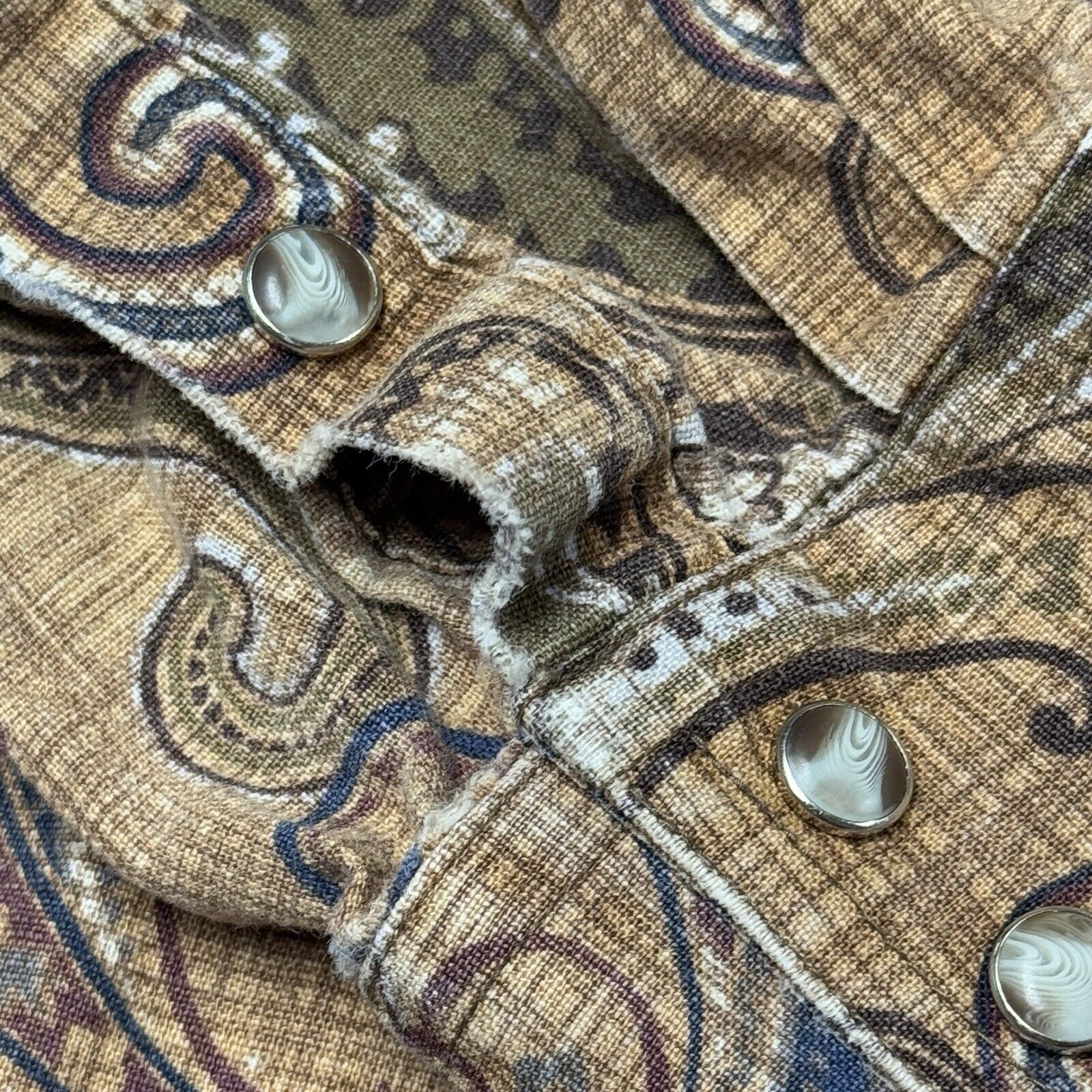 Roper Roper Western Pearl Snap Shirt Mens Medium Brown Paisley Lon Size US M / EU 48-50 / 2 - 7 Thumbnail