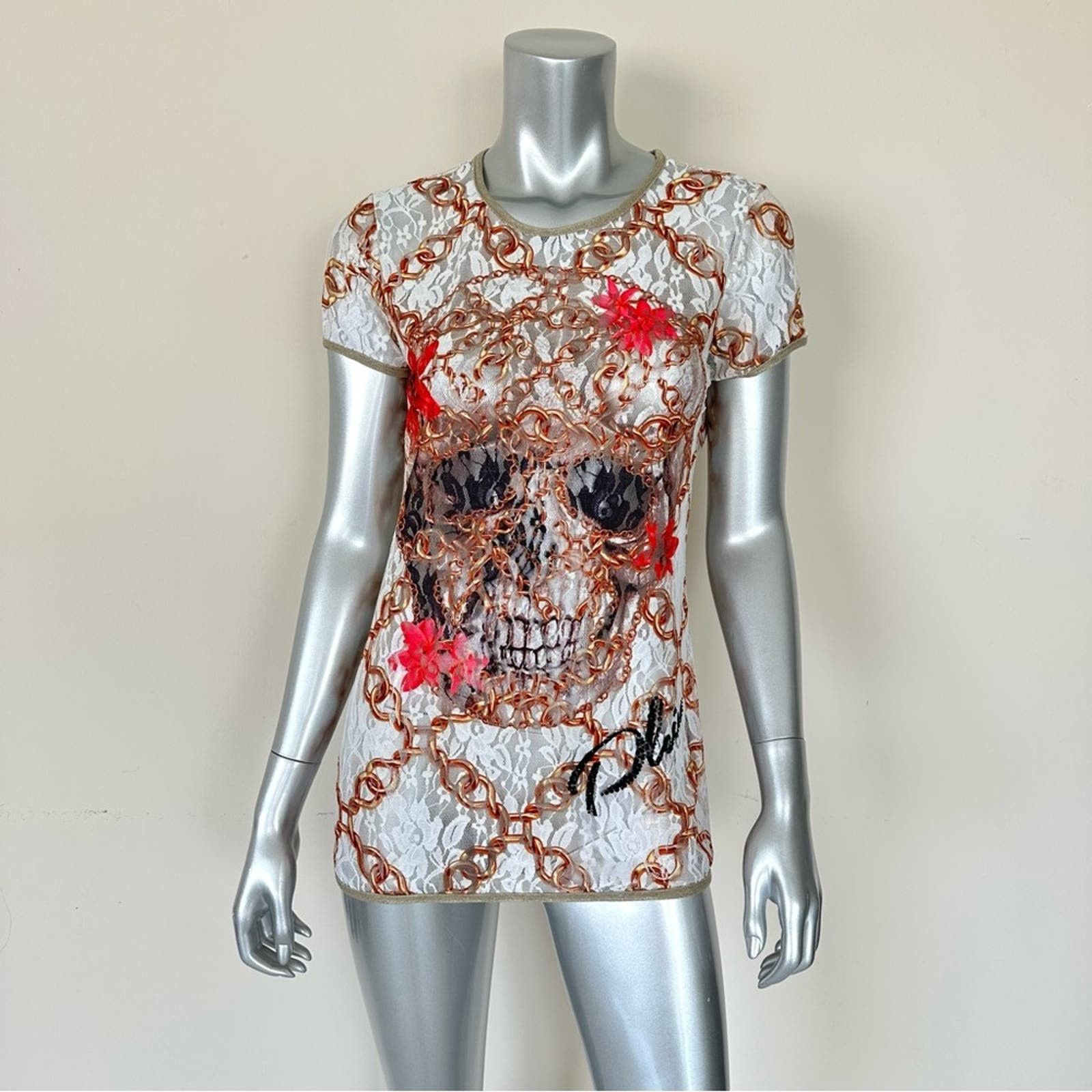 Philipp Plein women sheer top size M Authentic Retail 750$