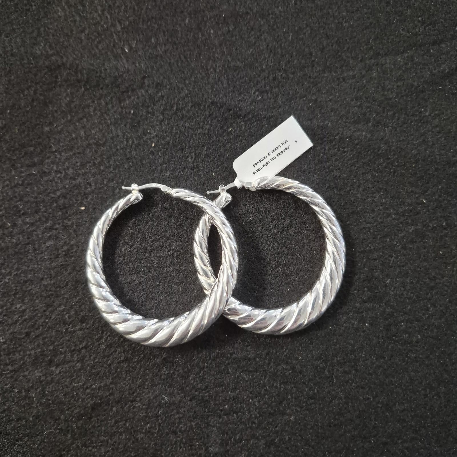 Macys Macy’s Graduated Textured Hoop Earrings – Sterling Silver Size ONE SIZE - 2 Thumbnail