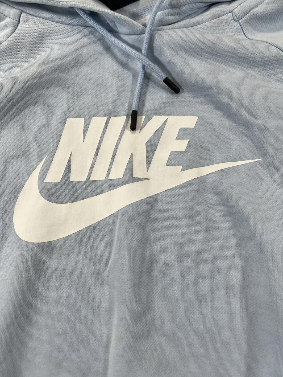 Nike Nike Light Blue Cropped Hoodie Sweatshirt Large Womens Size L / US 10 / IT 46 - 2 Thumbnail