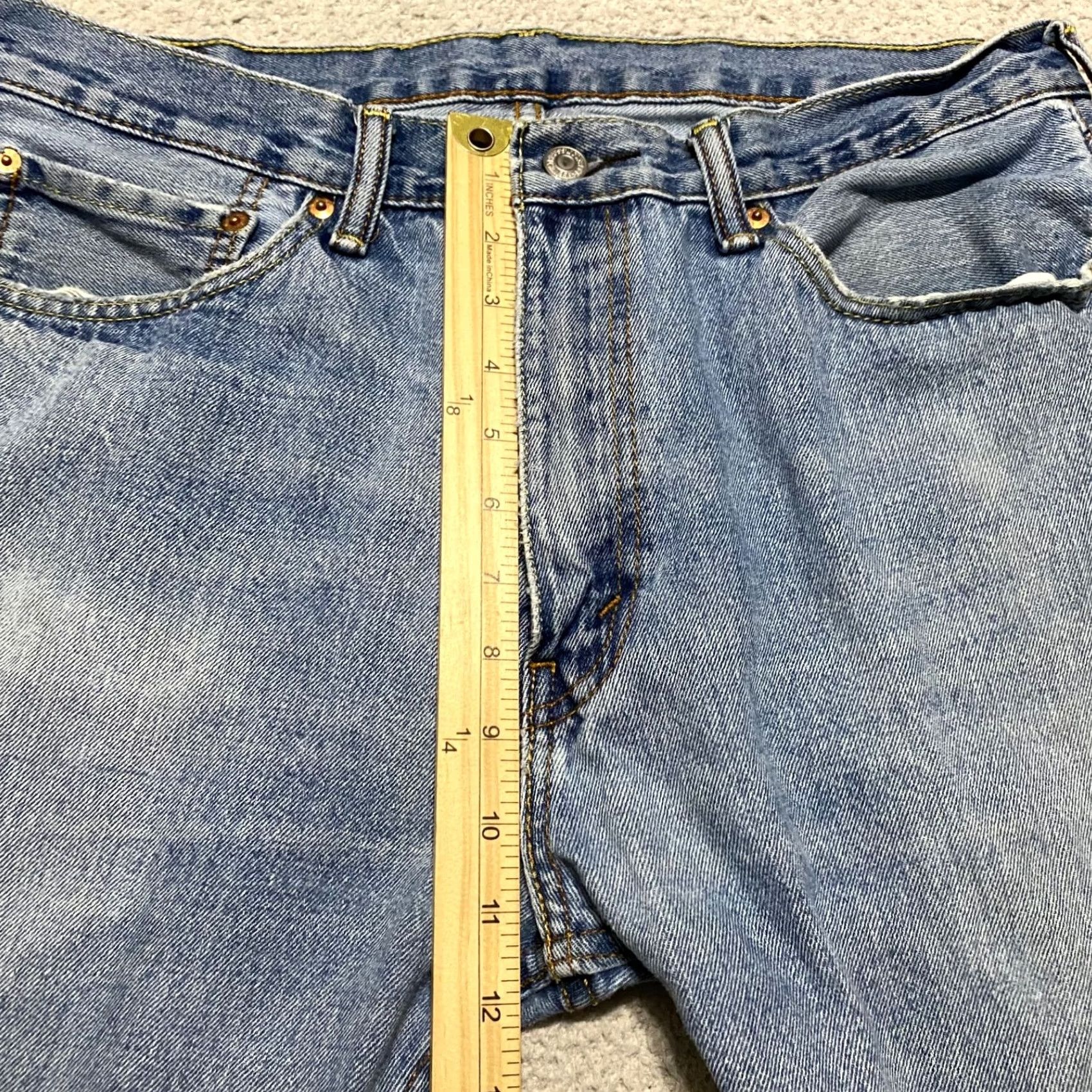 Levi's Levi's 505 Jeans Mens 36x29 Blue Denim Straight Medium Wash Regular Distressed 5-Pocket Design Cotton Denim Size US 36 / EU 52 - 7 Thumbnail
