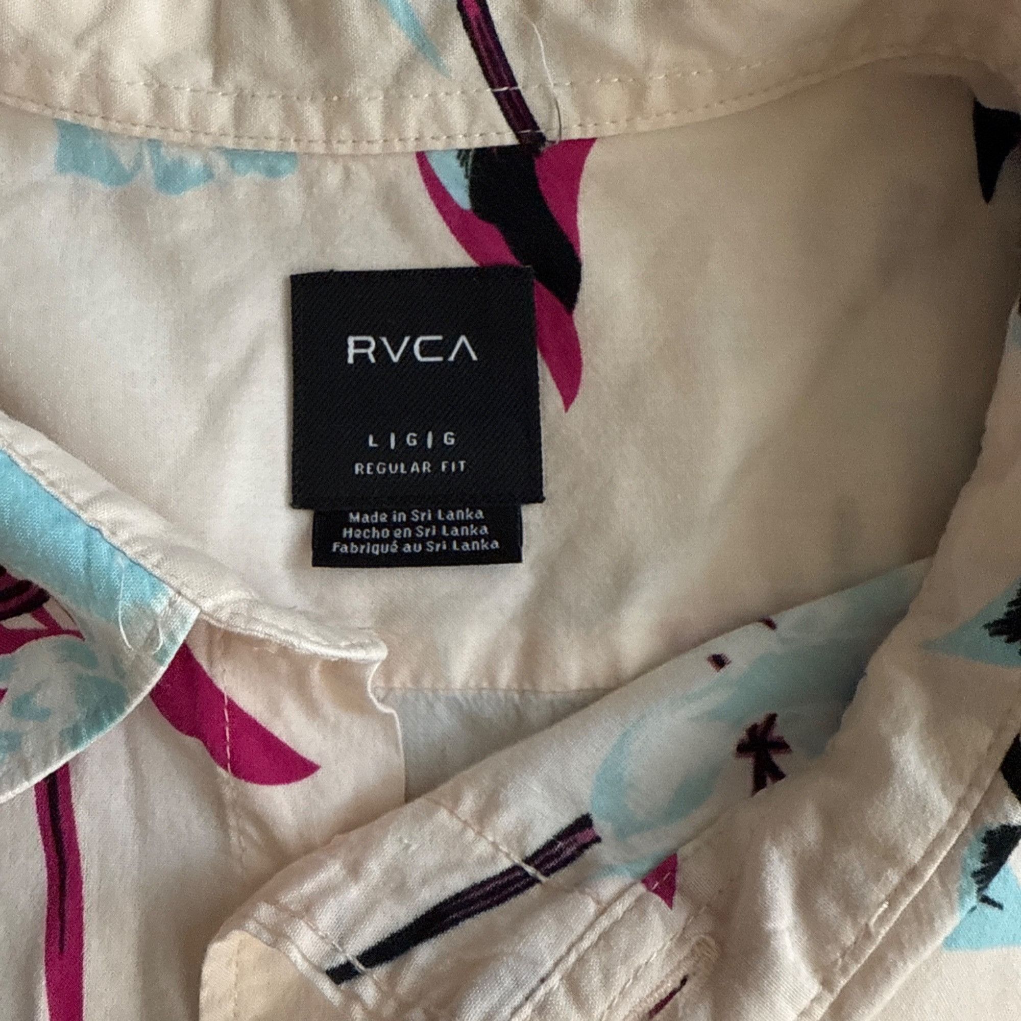 RVCA Rvca Mens Floral Print Short Sleeve Button-Up Shirt L/G Regu Size US L / EU 52-54 / 3 - 3 Thumbnail