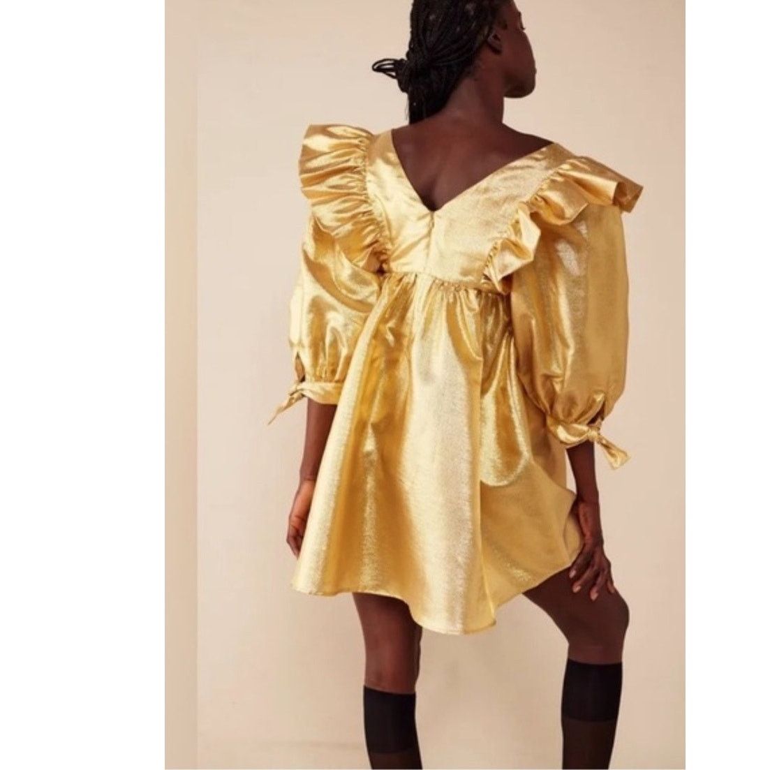 Free People New FREE PEOPLE Selva Negra Atomo Dress $400 X-SMALL Gold Size XS / US 0-2 / IT 36-38 - 3 Thumbnail