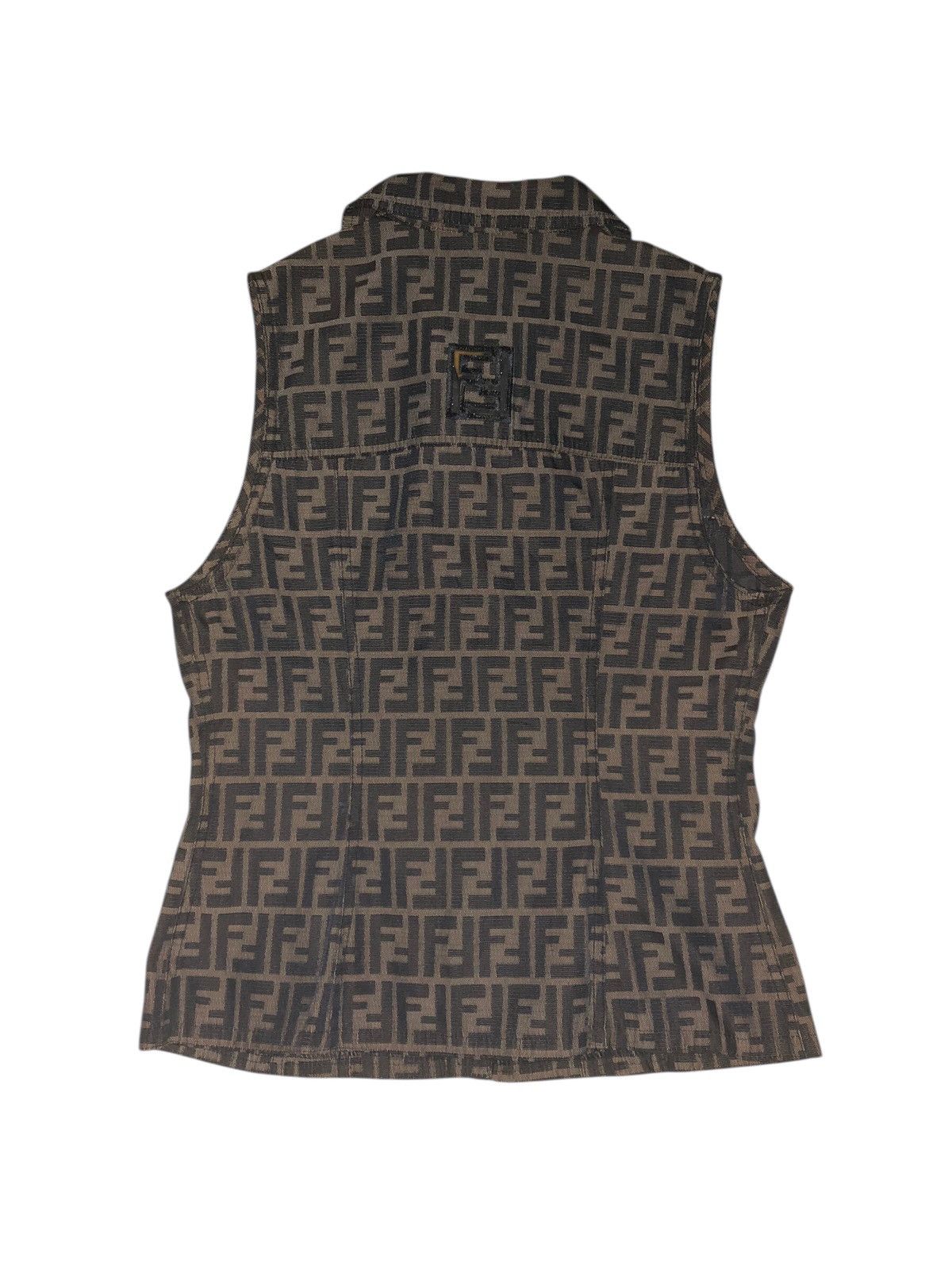 Fendi Vintage FENDI ROMA Zucca Brown Monogram Jeans Vest Jacket Size L / US 10 / IT 46 - 2 Thumbnail