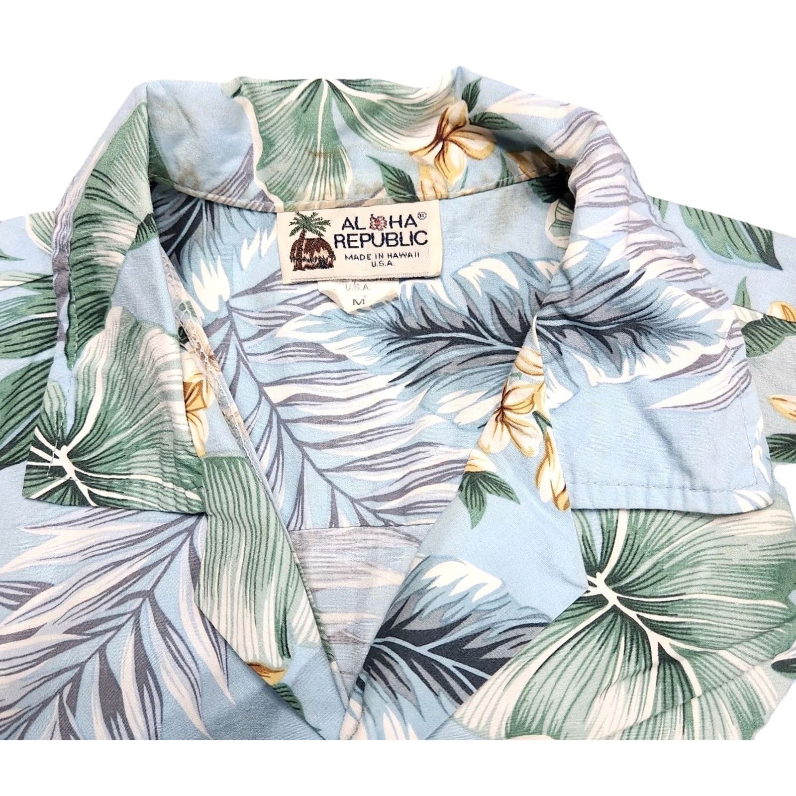 ALOHAS Aloha Republic Mens M Teal Hawaiian Shirt Floral Short Sleeve Button-Up Collared Irregular Fit Regular Color Teal Size US M / EU 48-50 / 2 - 3 Thumbnail