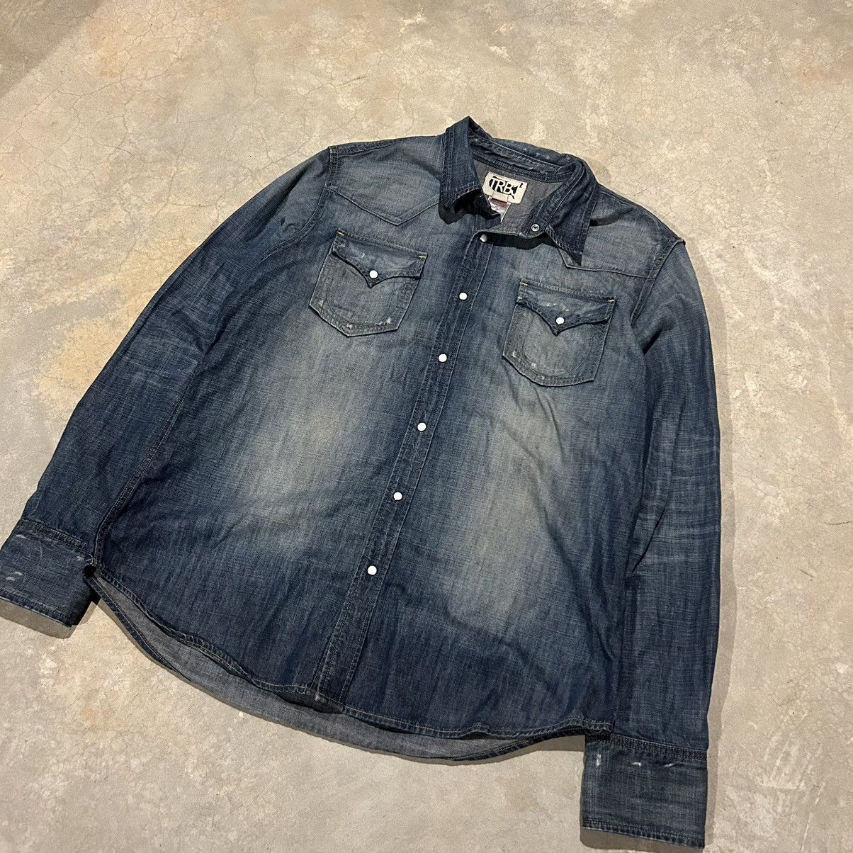 True Religion × Vintage Crazy Vintage Y2K True Religion Faded Pearl Snap Shirt Size US XXL / EU 58 / 5 - 2 Thumbnail