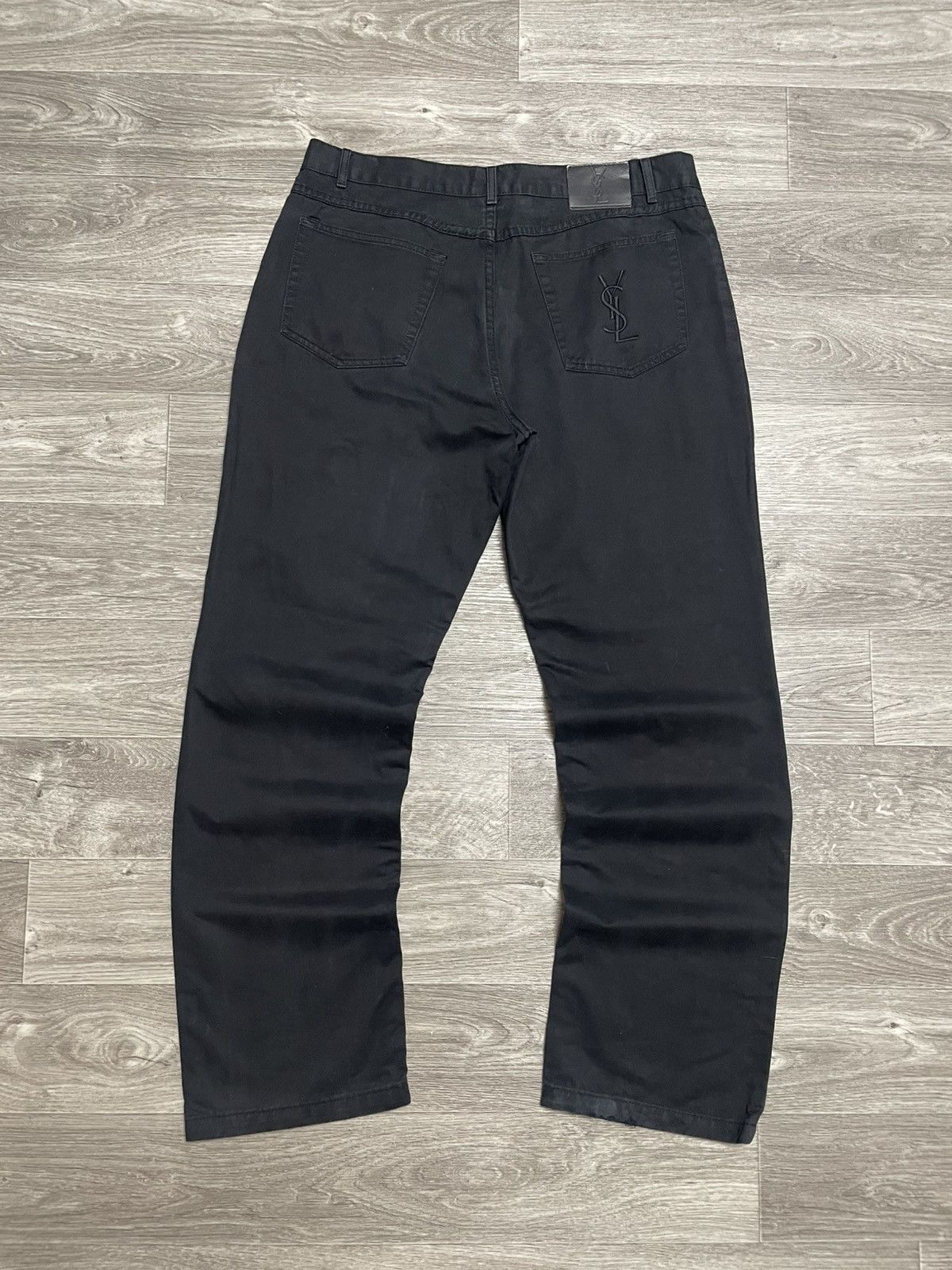 36/32 Yves Saint Laurent YSL Embroidered Logo Black Pants