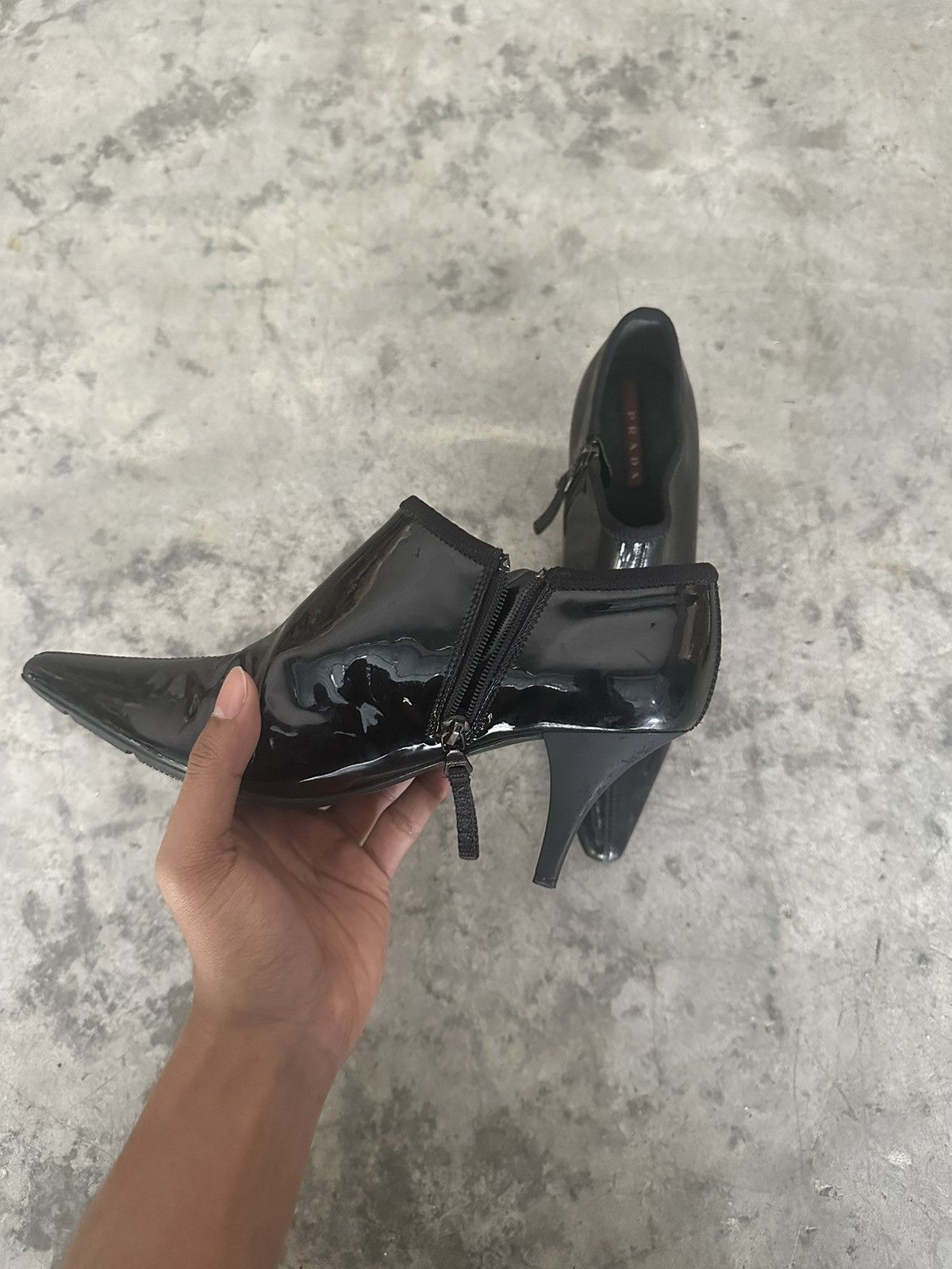 Prada Prada Black Patent Leather Ankle Boots Size US 5 / IT 35 - 3 Thumbnail