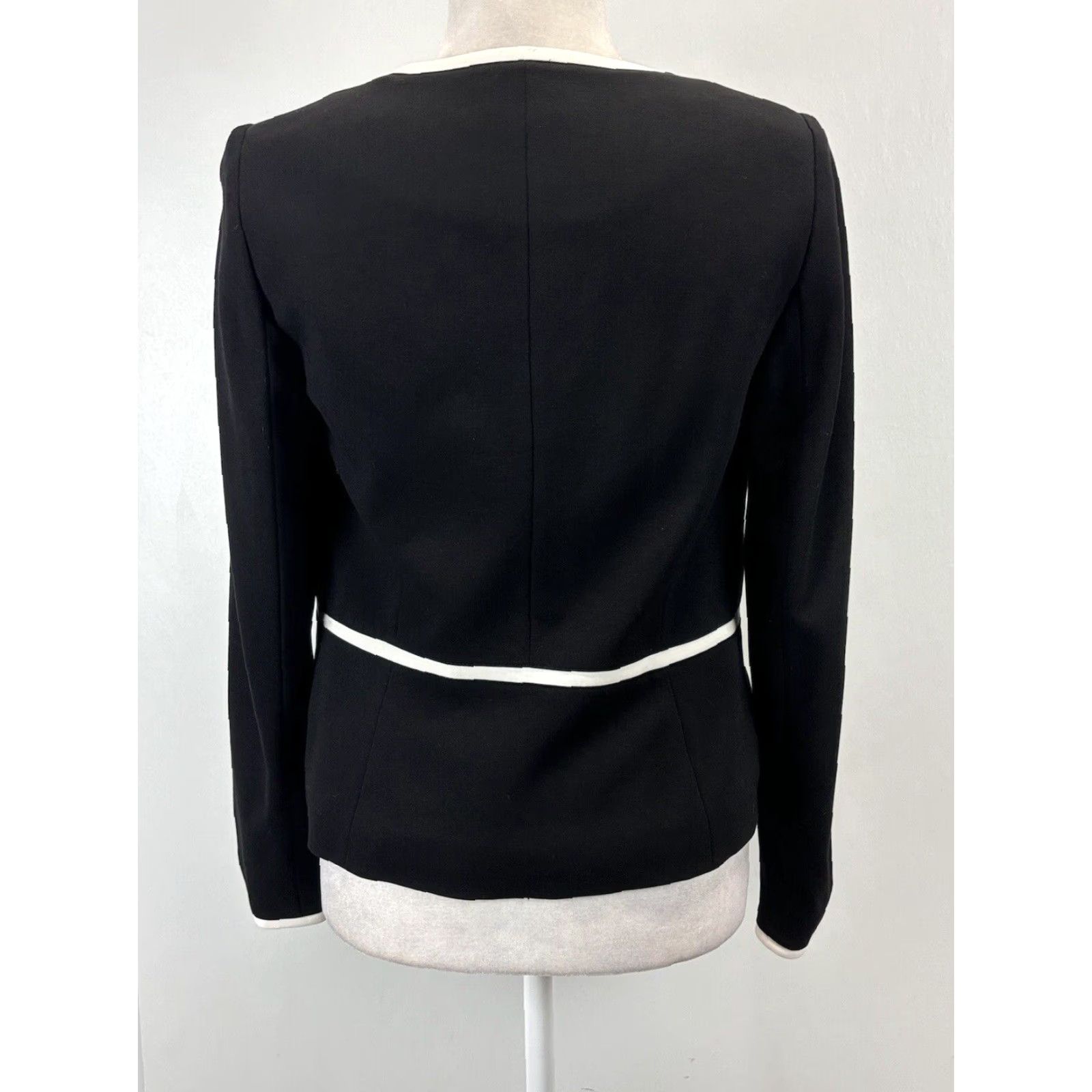 Talbots NEW! Talbots Italian Knit Luxe Blazer Jacket 2 Open Front Black Classic Career Size XS / US 0-2 / IT 36-38 - 3 Thumbnail