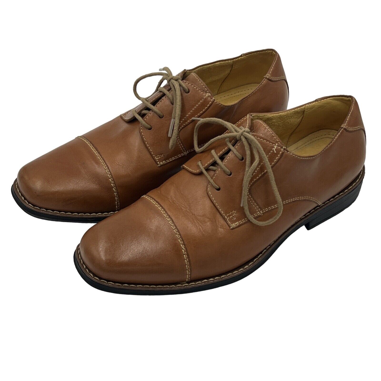 Sandro Moscoloni Bryan Cap-Toe Derby Oxford Shoes Brown Leather Sandro Mens Brown Leather Shoes Sz 9 USA Made | Mercari main image 3