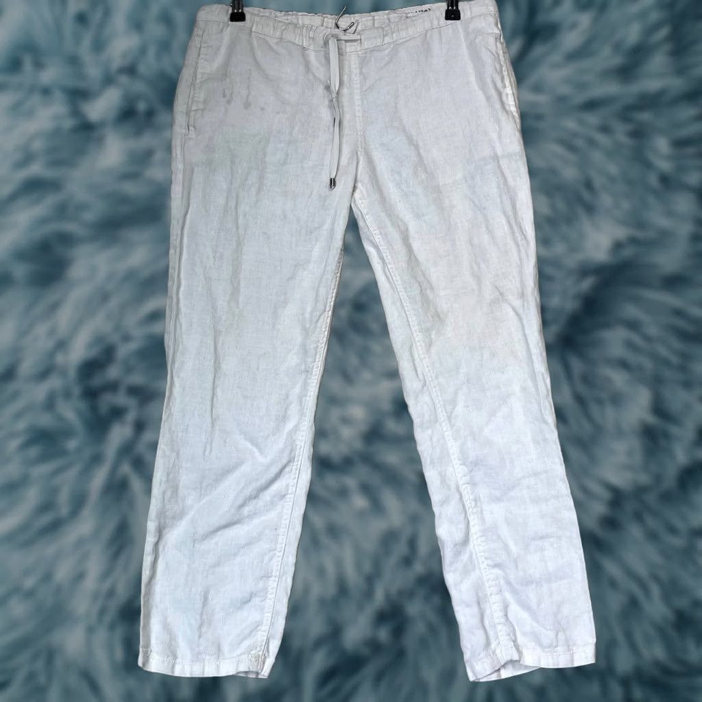 Vintage BLANKNYC White Linen Drawstring Wide Leg Pants Size 26 Women Size 26" / US 2 / IT 38 - 1 Thumbnail