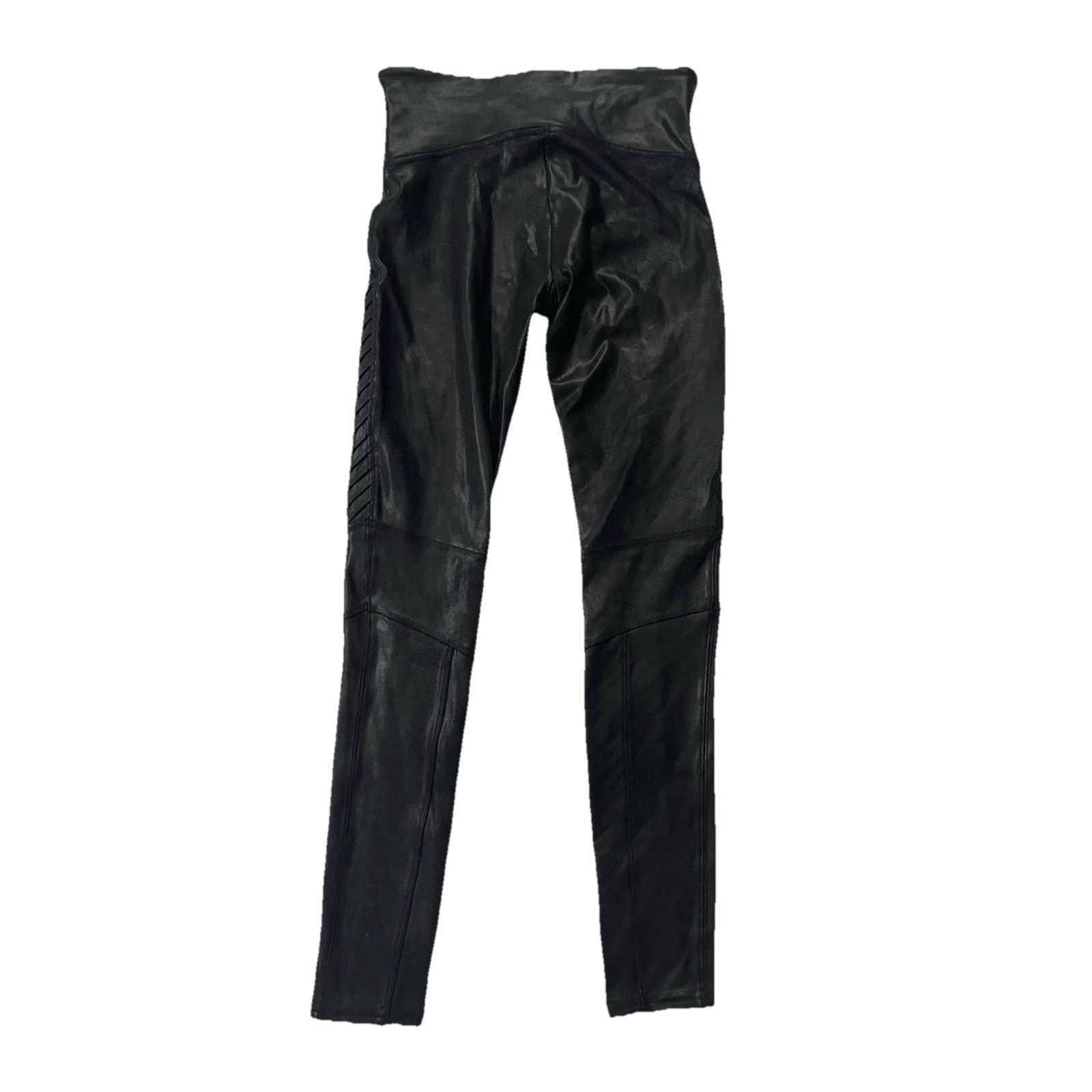 Spanx WOMENS SPANX FAUX LEATHER MOTO COMPRESSION LEGGINGS SZ Small Size 26" / US 2 / IT 38 - 2 Thumbnail