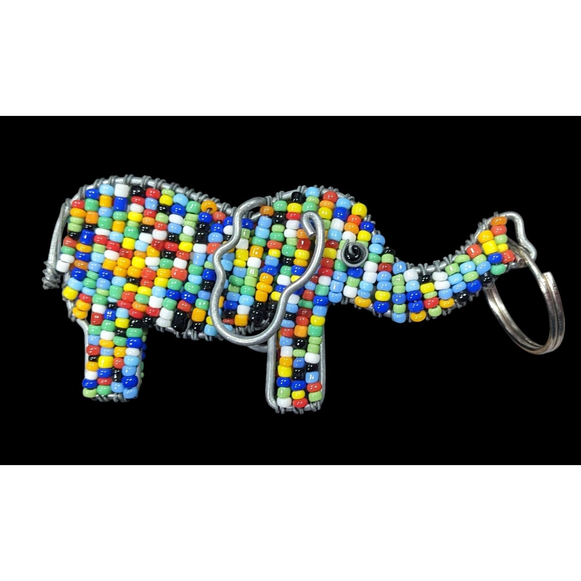 Other African Beaded Rainbow Elephant Shaped Keychain Size ONE SIZE - 1 Thumbnail
