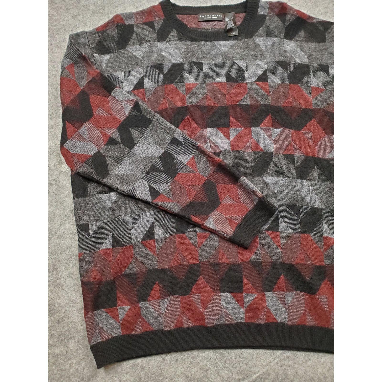 Other Vintage Men's Crazy Horse XXL Geometric Pullover Sweater Size US XXL / EU 58 / 5 - 4 Thumbnail