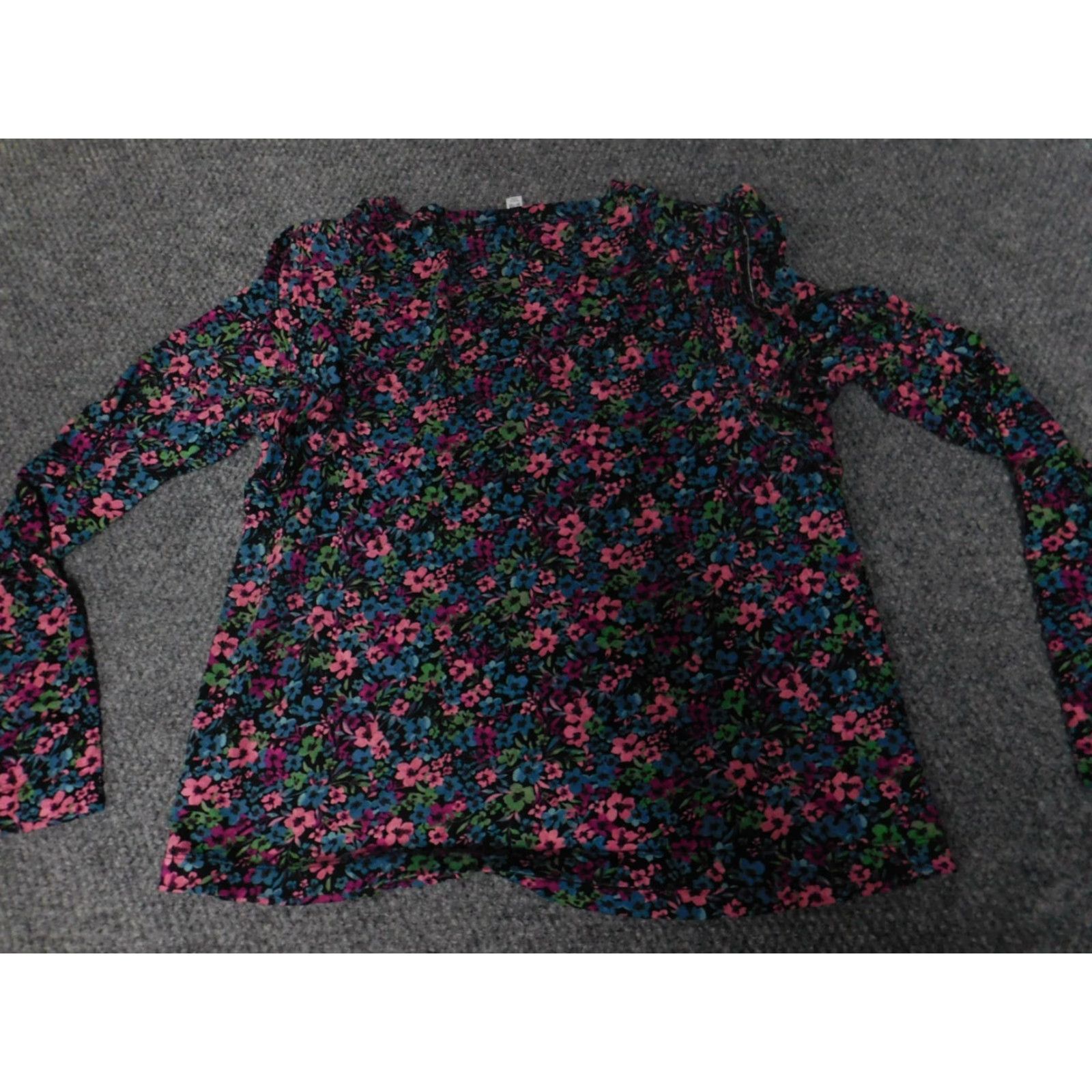 Vintage Time and Tru Blouse M Women Red Floral Crew Neck Long Sleeve Pullover Casual Viscose Shirt Size M / US 6-8 / IT 42-44 - 7 Thumbnail
