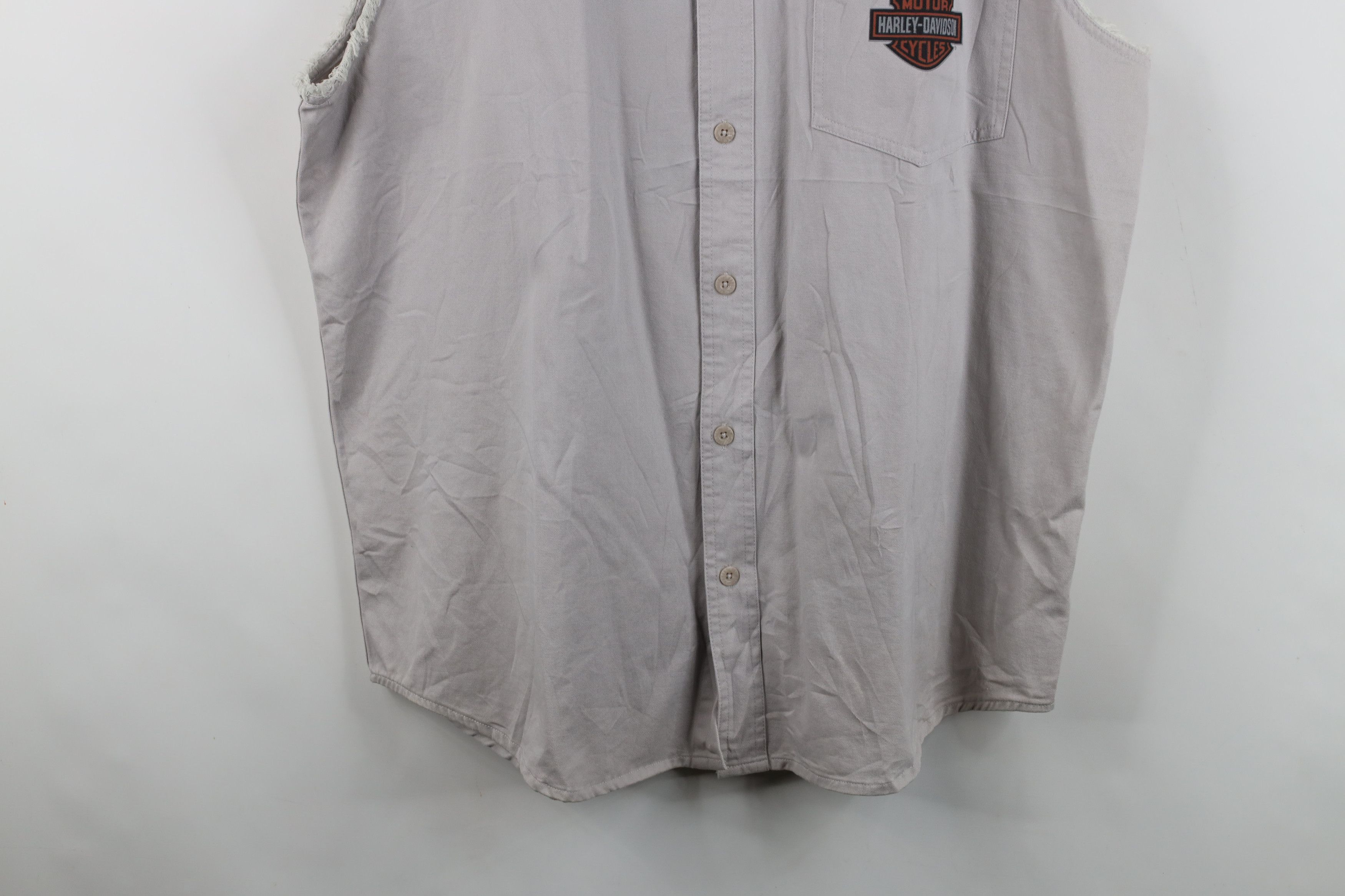 Harley Davidson Vintage Y2K Harley Davidson Off Sleeveless Button Down Shirt Size US XL / EU 56 / 4 - 3 Thumbnail