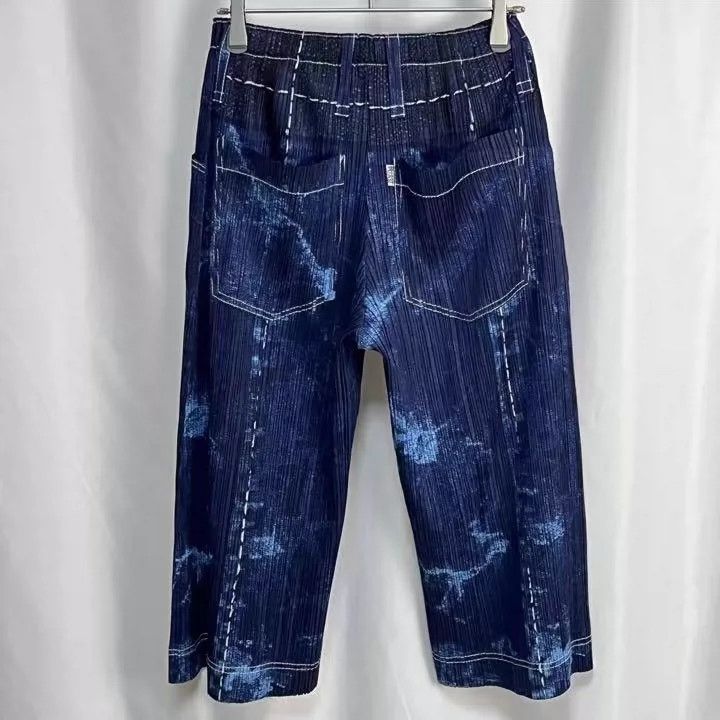 Issey Miyake Issey Miyake size:3 Blue denim pleated pants Size 22" - 2 Thumbnail