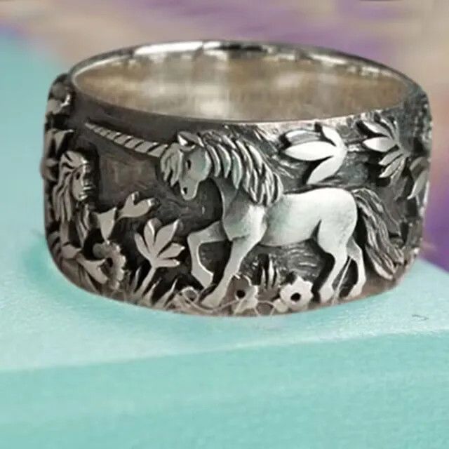 Jewelry SIZE 10 Unicorn Flower Lady Ring Size ONE SIZE - 1 Thumbnail