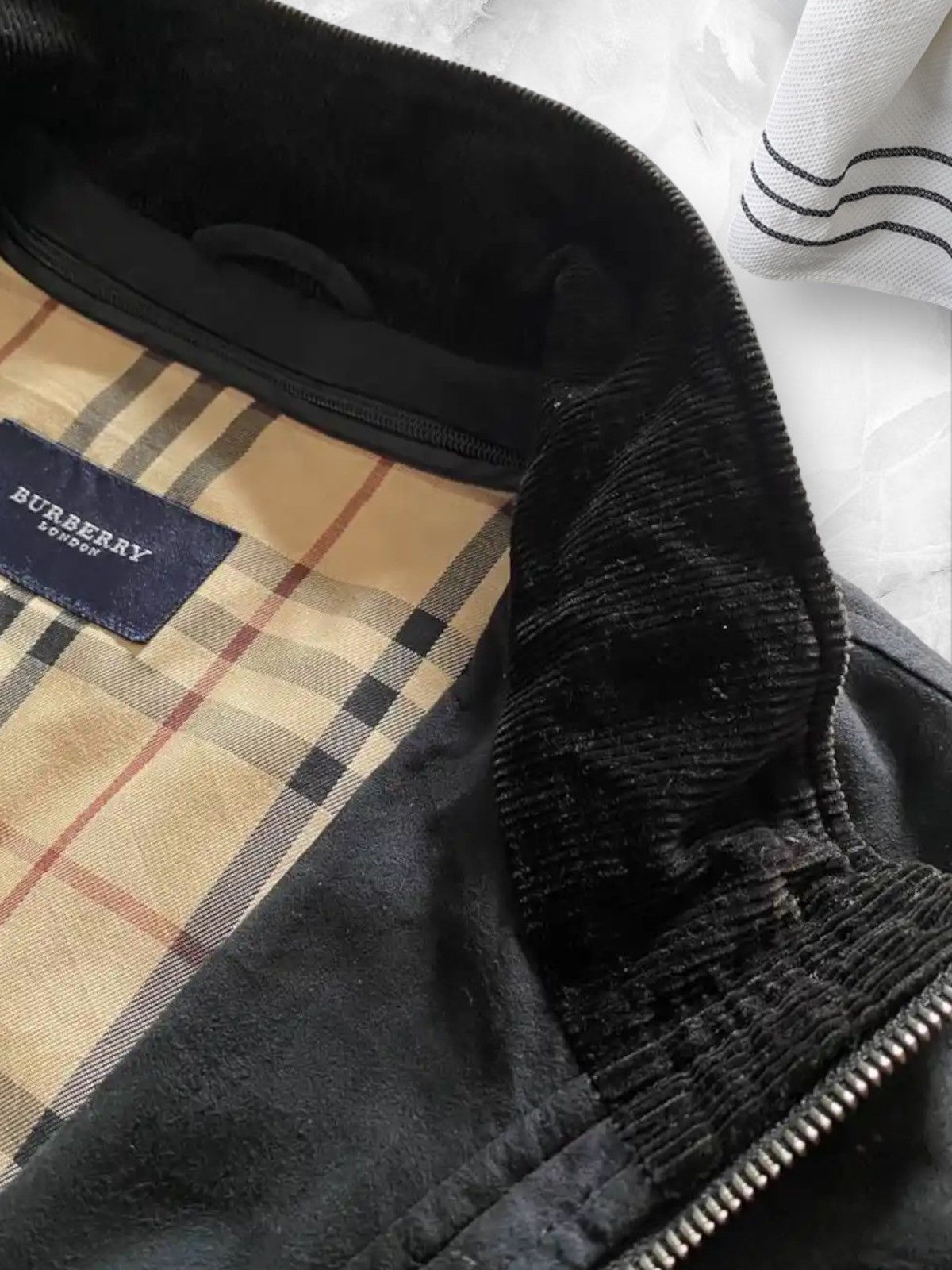 Burberry × Vintage Vintage Burberry Nova Check Velvet Bomber Jacket Size US L / EU 52-54 / 3 - 8 Thumbnail