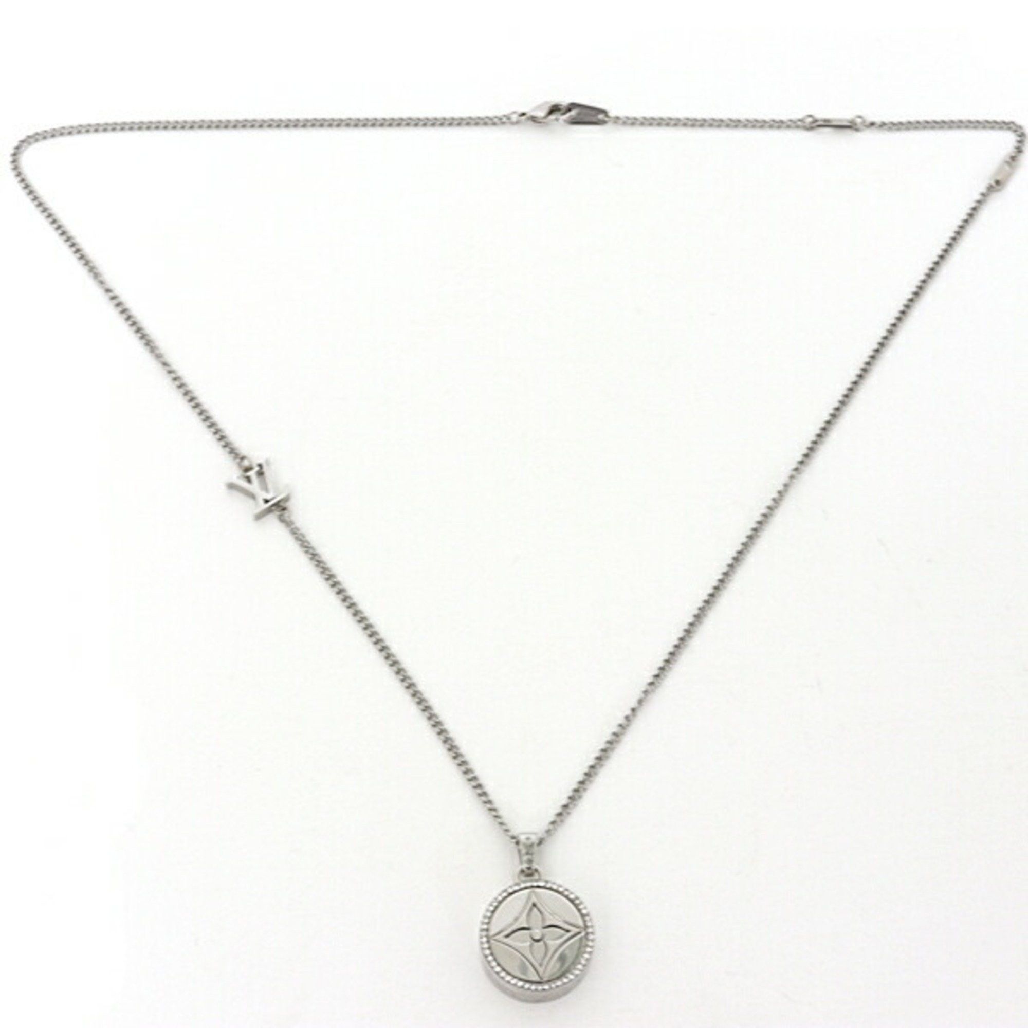 LOUIS VUITTON Necklace Pendant LV Vivienne Dark Silver Metal M00831  authentic