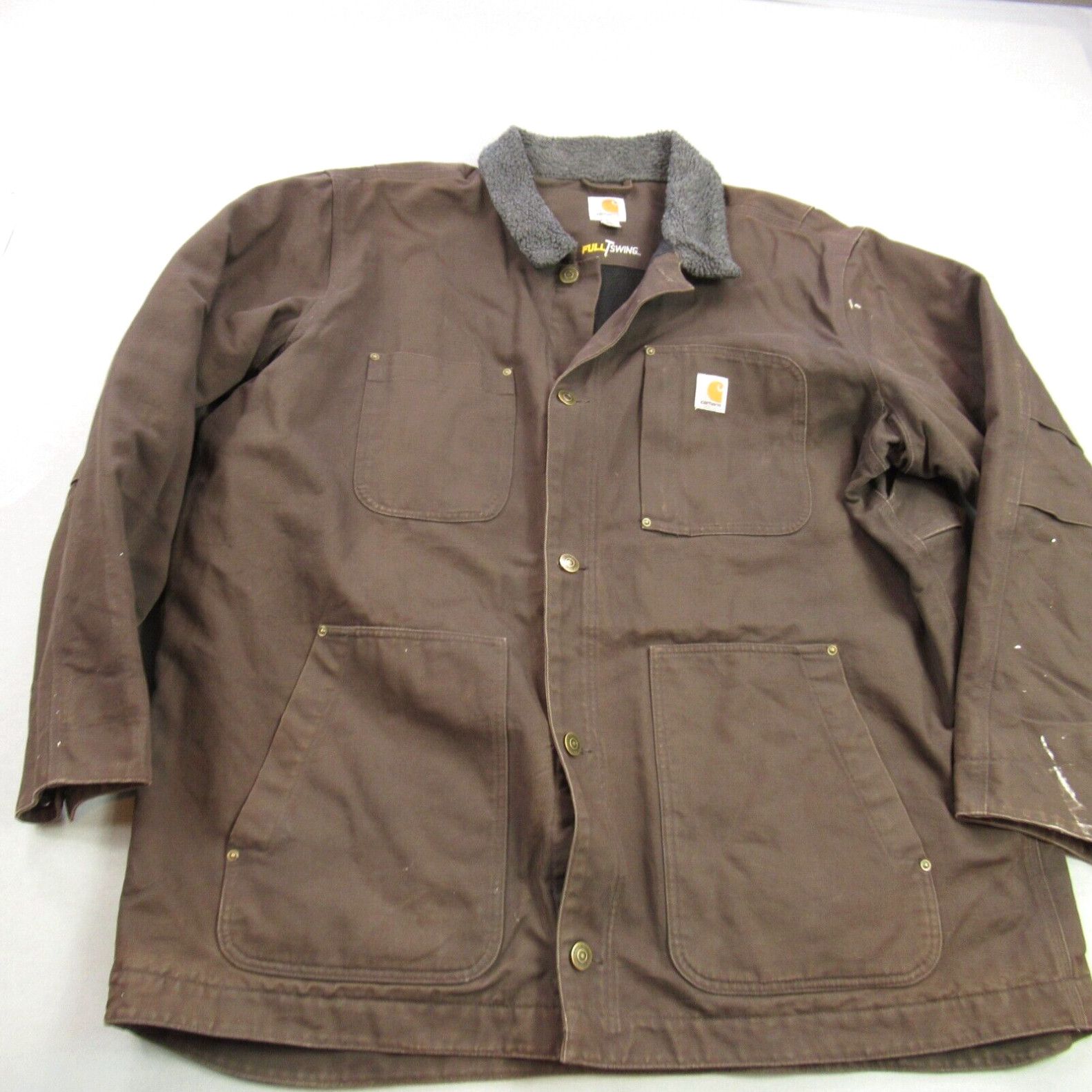 Image of Carhartt Coat Mens 2Xl Tall Brown Full Swing Canvas Chore Heavy Field Lined in White