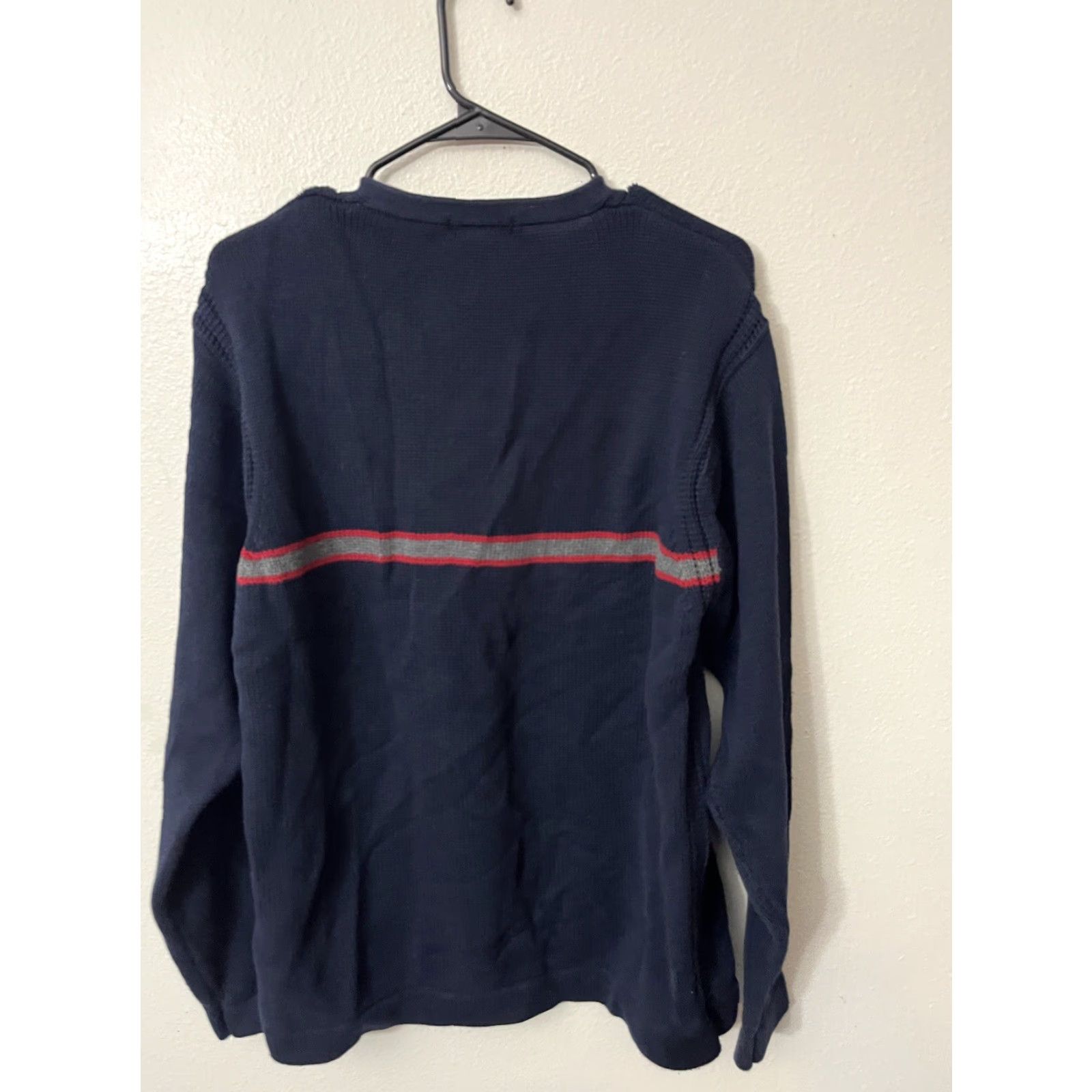 Nautica Nautica Men’s V-Neck Pullover Sweater Large 100% Cotton Navy Blue Size US L / EU 52-54 / 3 - 3 Thumbnail