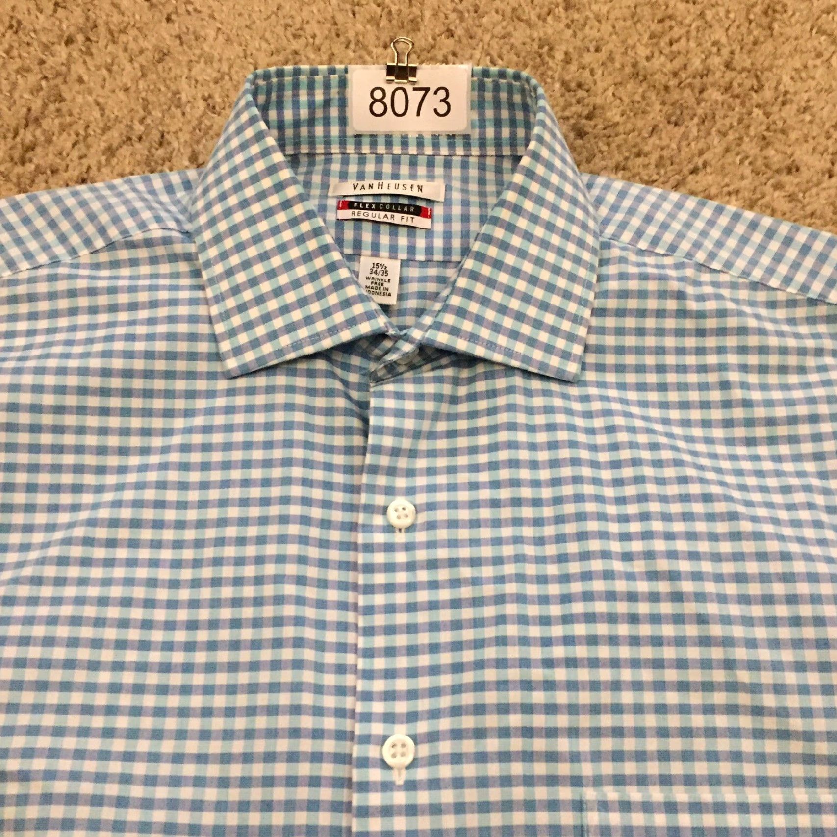 Van Heusen Van Heusen Shirt Mens 15.5 Blue Plaid Long Sleeve Button Up Size US L / EU 52-54 / 3 - 3 Thumbnail
