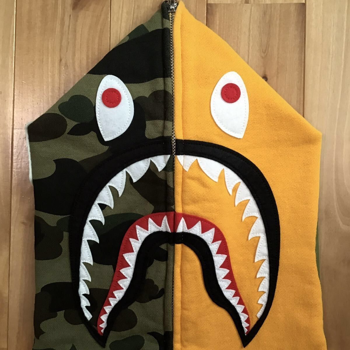 Bape BAPE Shark full zip hoodie 1st camo green x orange APE Size US M / EU 48-50 / 2 - 3 Thumbnail