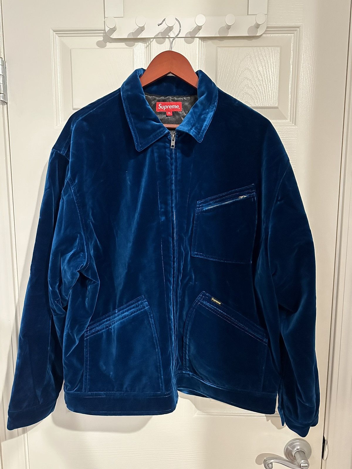 Image of Supreme Velour Jacket in Bleu, Men's (Size XL)