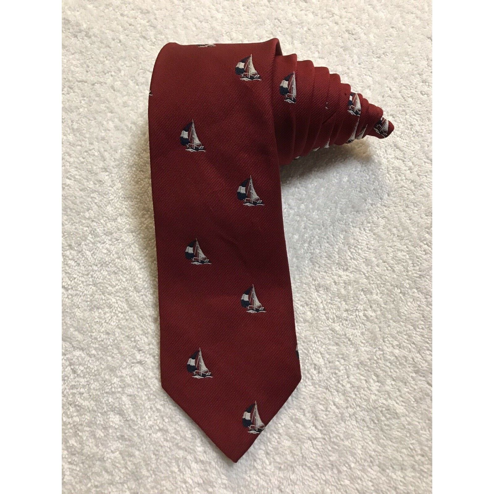 Other Paddle Sailboats Red Mens Vintage Novelty Tie Necktie Size ONE SIZE - 1 Thumbnail
