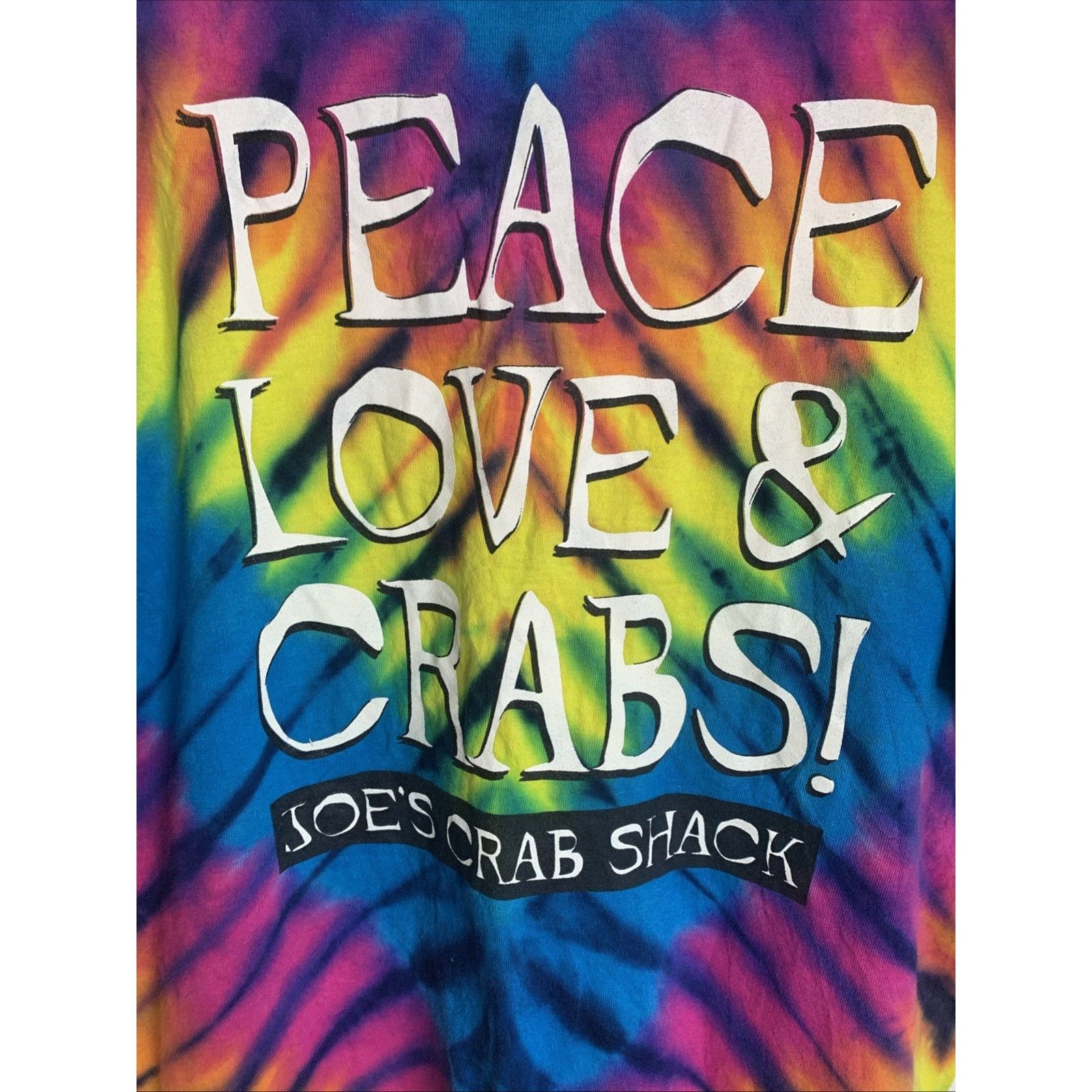 Fruit Of The Loom Vintage Joe's Crab Shack Tie Dye T-Shirt Single Stitch Size US L / EU 52-54 / 3 - 6 Thumbnail