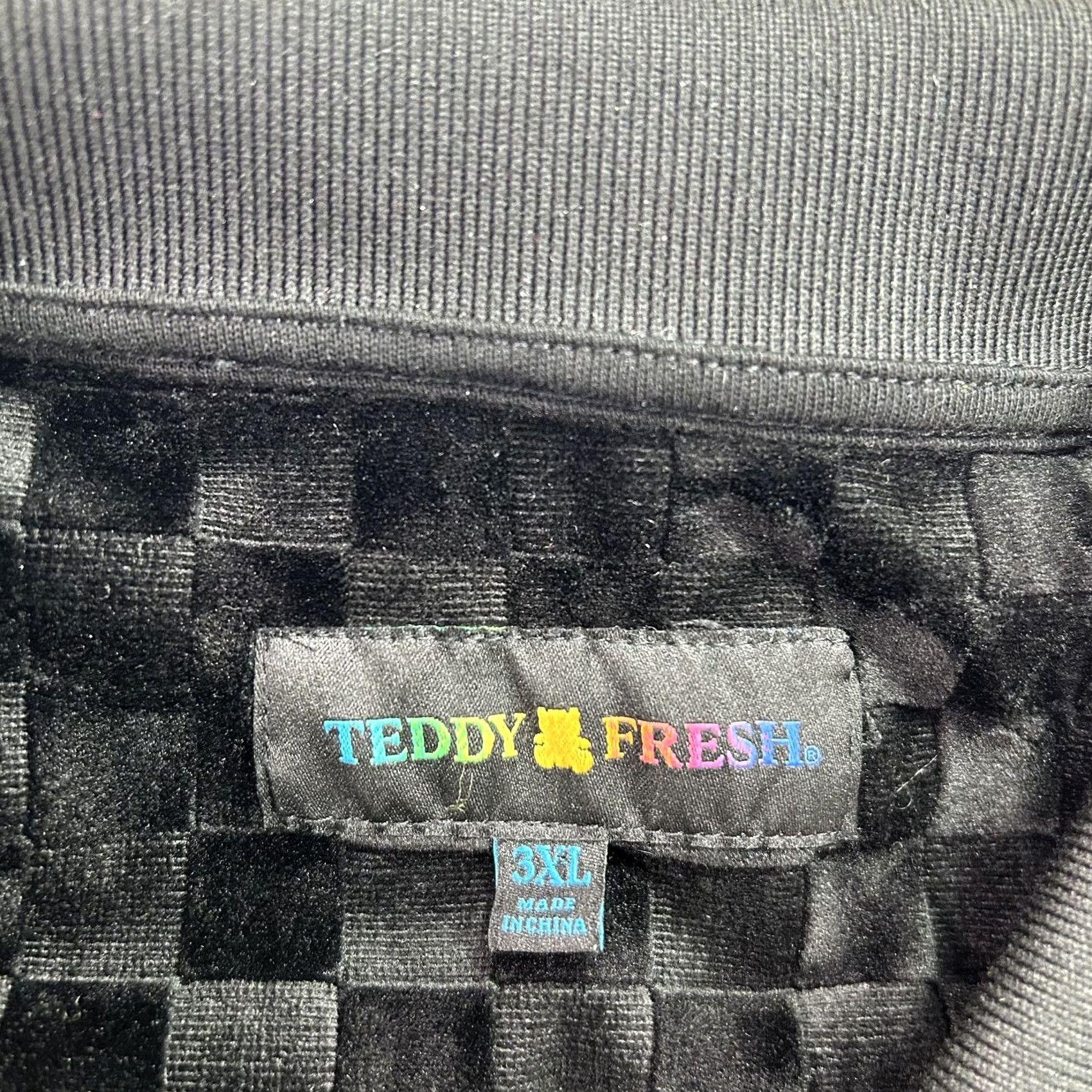 Teddy Fresh Teddy Fresh Polo Shirt Mens 3XL Black Check Full Zip Bear Logo Streetwear Shirt Size US XXL / EU 58 / 5 - 4 Thumbnail