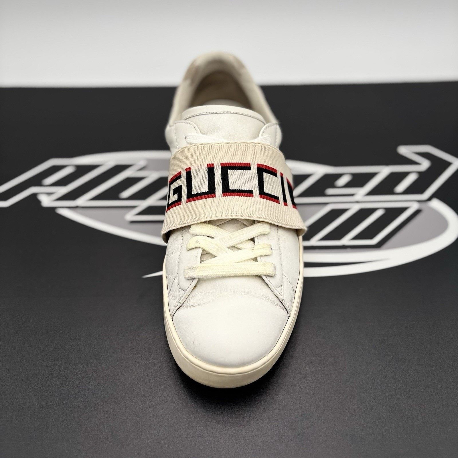 Gucci Size 9 G (9.5 US) - Gucci Ace Leather With Strap ' White ' Size US 9.5 / EU 42-43 - 14 Thumbnail
