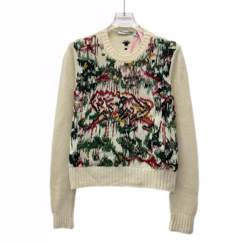 Christian Dior Colorful Embroidered Cashmere Sweater-dmc