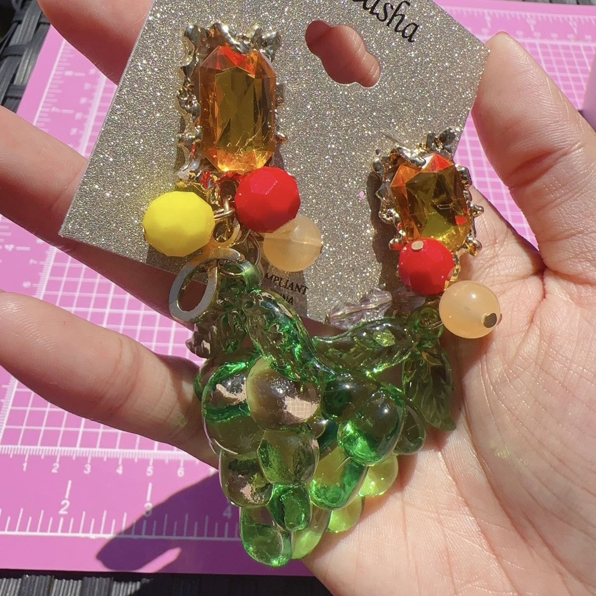 Designer Natasha light weight Multicolor fruit Beads Plastic grape Size ONE SIZE - 3 Thumbnail