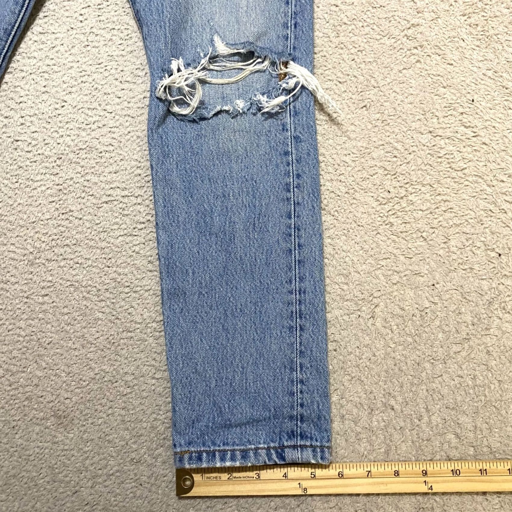 Levi's Levi's 501 Jeans Women Blue Medium Wash High Rise Distressed 25x28 5-Pocket Denim Cotton Regular Vitage No Size 42" / US 20 - 7 Thumbnail