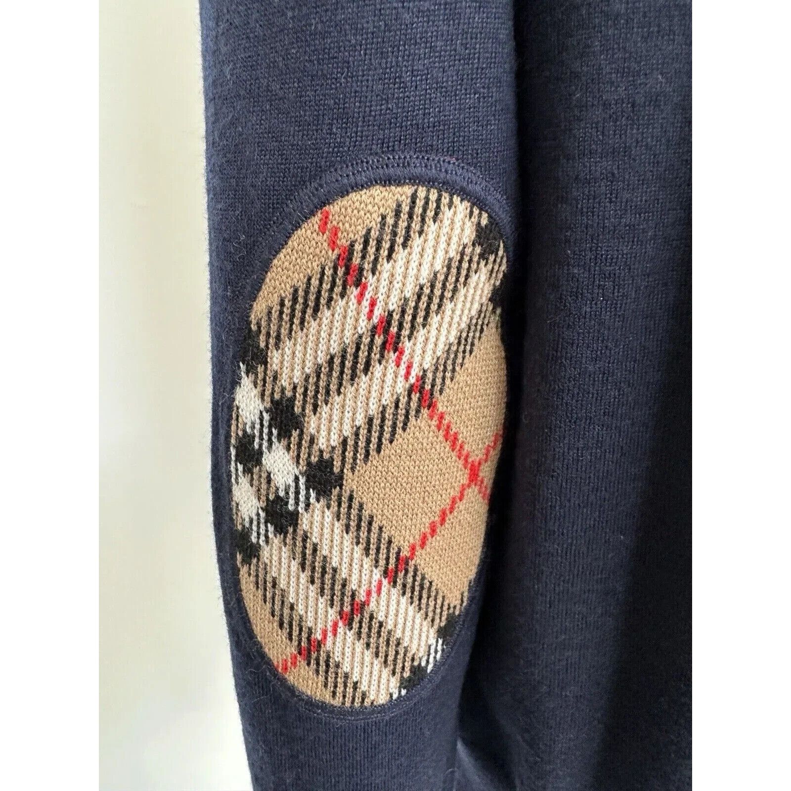 Burberry NEW BEMPTON DARK BLUE WOOL ELBOW CHECK PATCHES SWEATER S Size S / US 4 / IT 40 - 4 Thumbnail
