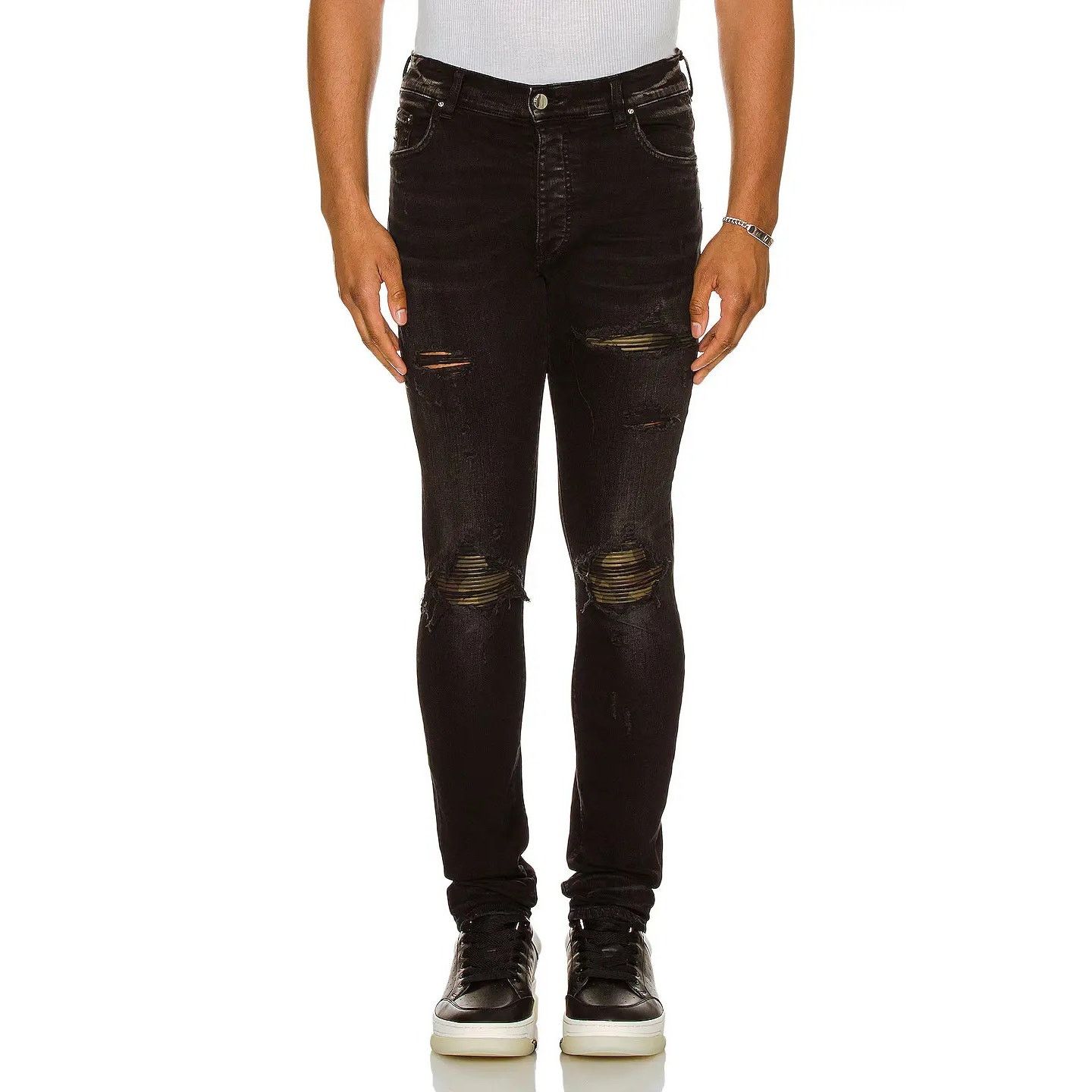 Amiri o1rshd1 Leather Camo MX1 Jean in Aged Black Size US 36 / EU 52 - 3 Thumbnail