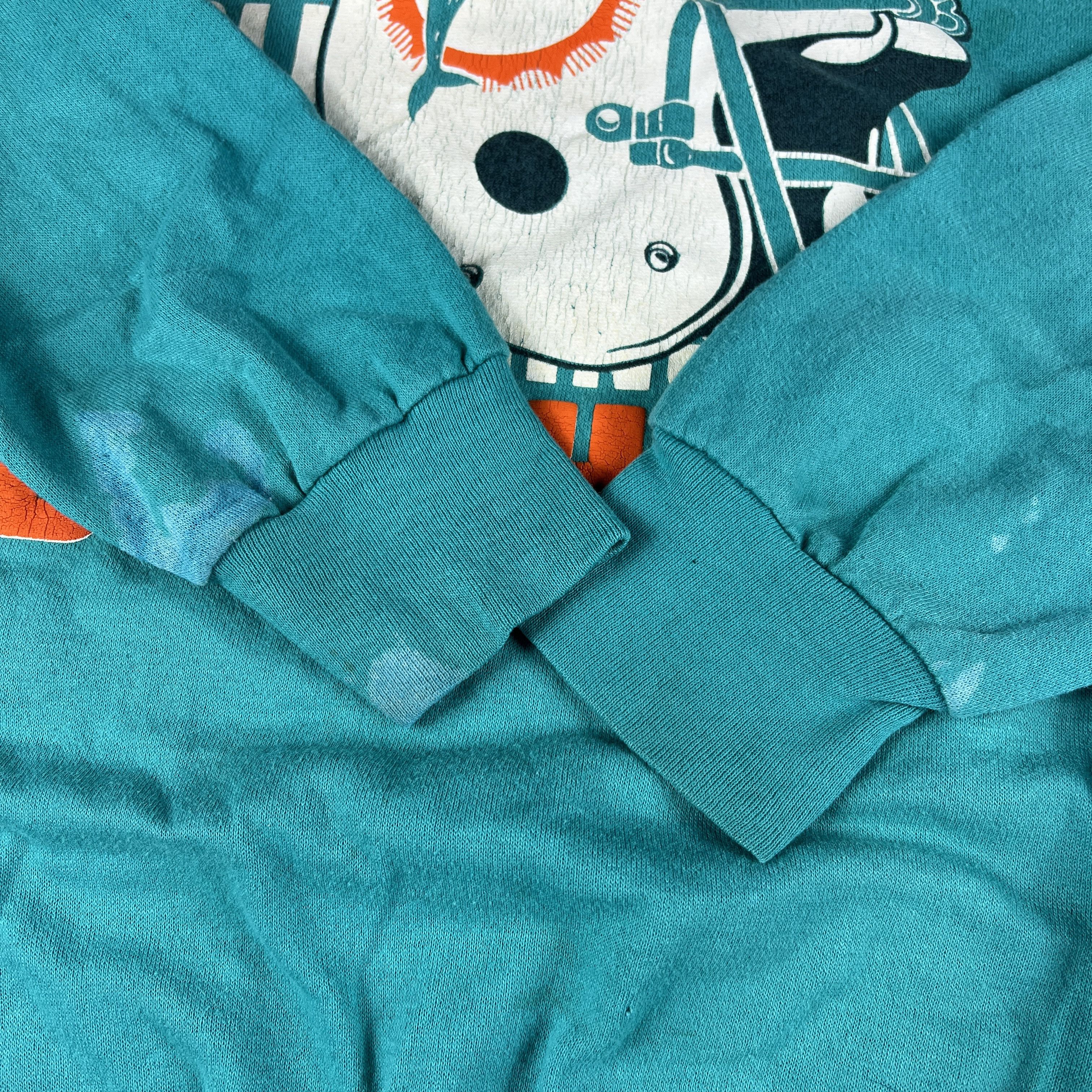 NFL × Vintage VTG 80s Miami Dolphins Sweatshirt Faded Thrashed Crewneck Size US L / EU 52-54 / 3 - 6 Thumbnail