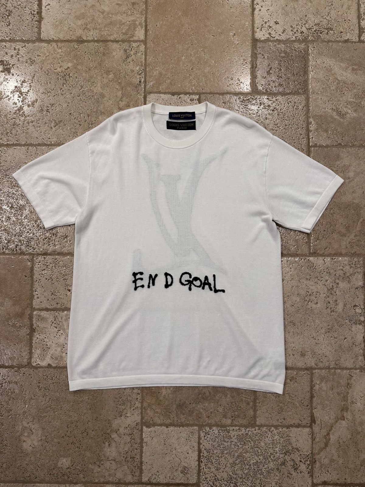 Louis Vuitton Louis Vuitton “End Goal” Intarsia White Sweater Knit T-Shirt Size US XL / EU 56 / 4 - 3 Thumbnail