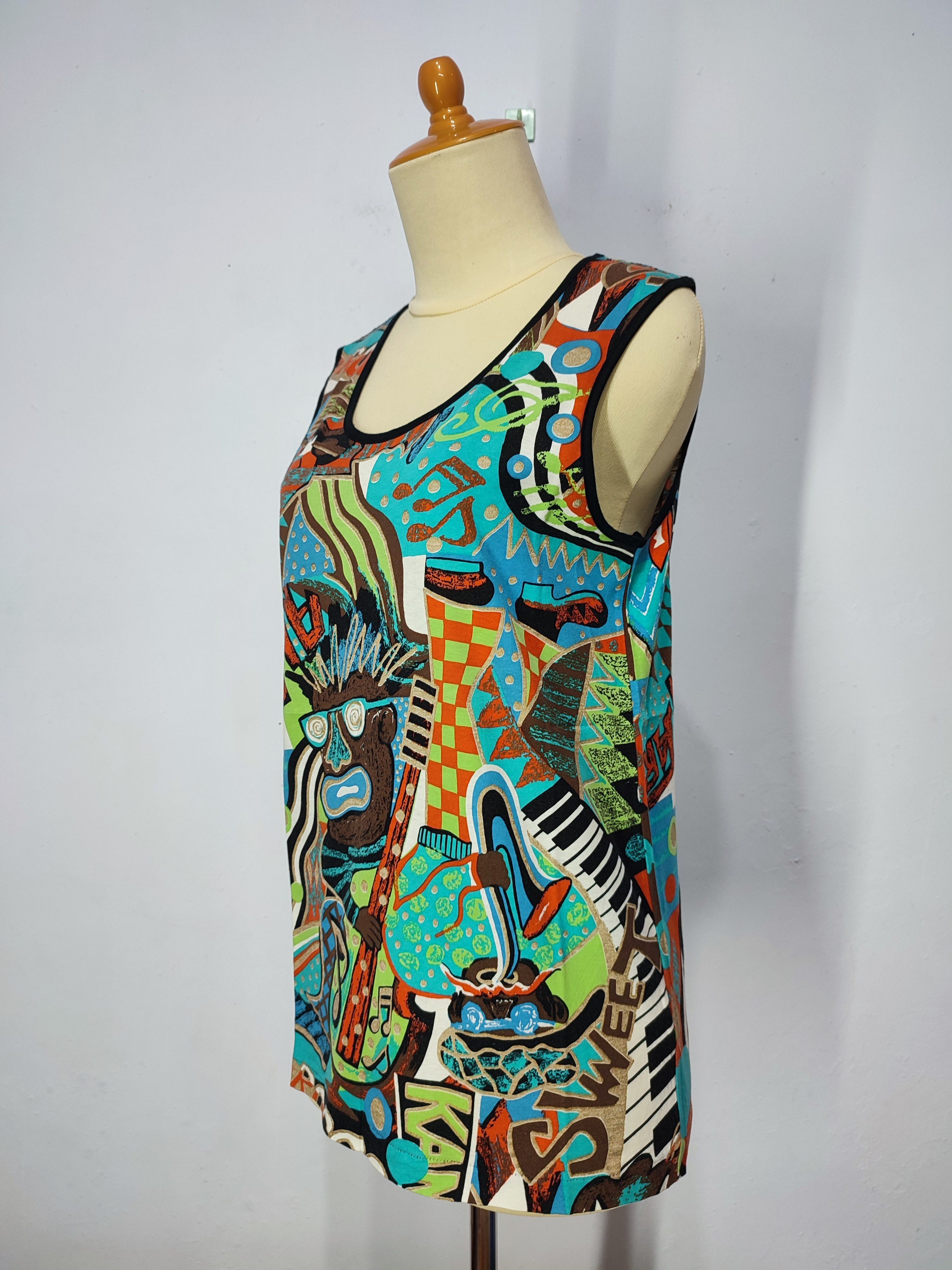 Kansai Yamamoto 80s Kansai 02🇯🇵 Archive AOP Jazz Music Art Tanktop Size M / US 6-8 / IT 42-44 - 6 Thumbnail
